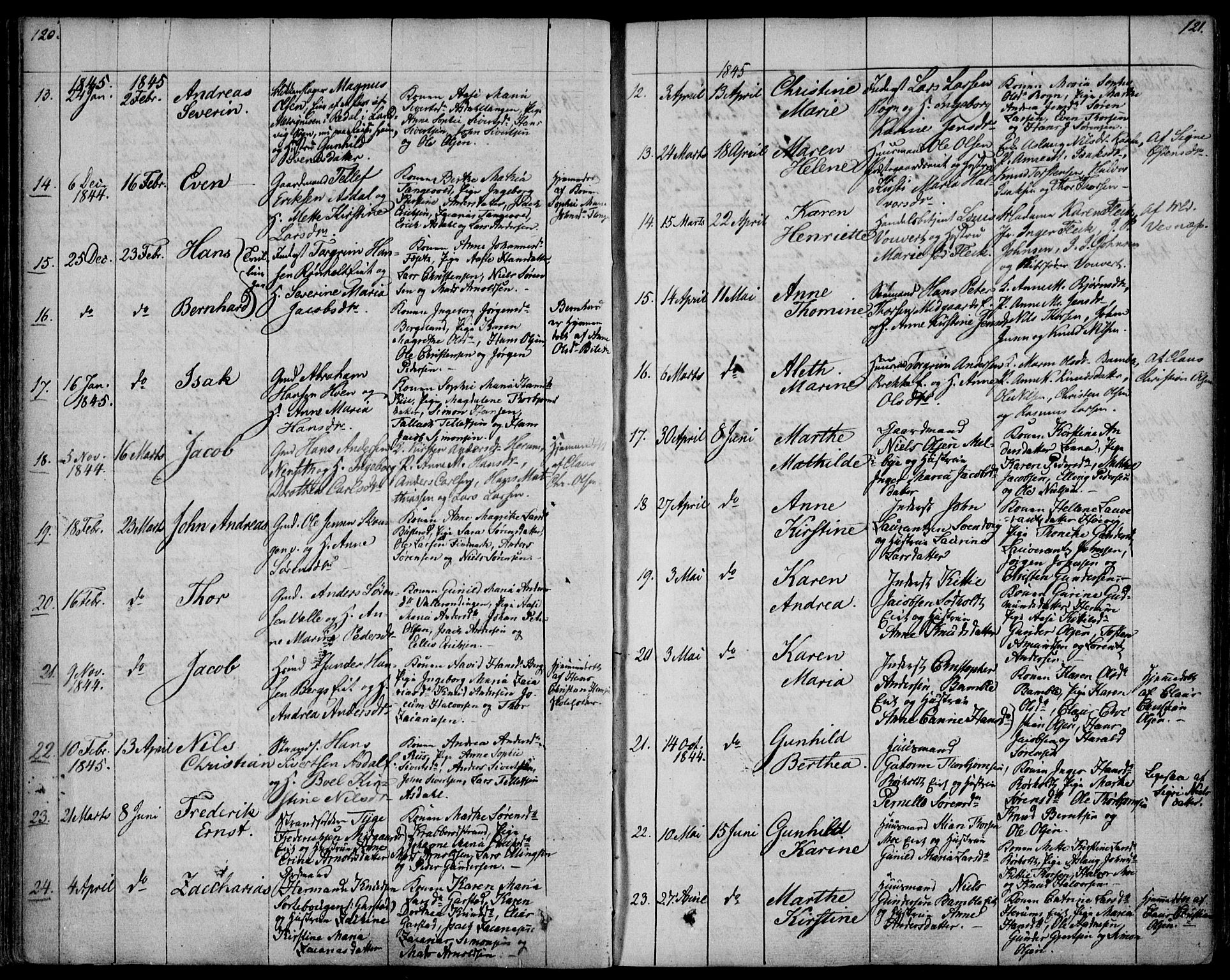 Bamble kirkebøker, AV/SAKO-A-253/F/Fa/L0004: Parish register (official) no. I 4, 1834-1853, p. 120-121