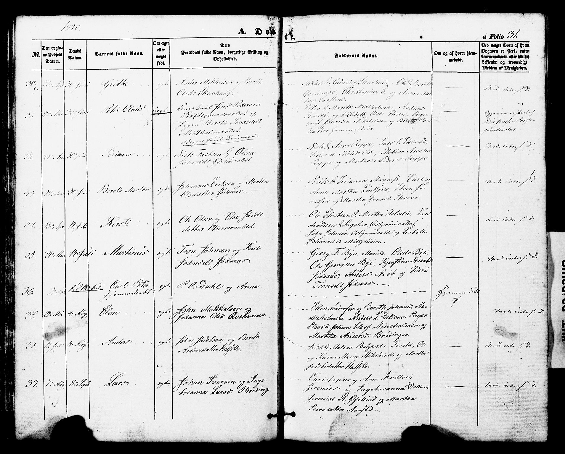 Ministerialprotokoller, klokkerbøker og fødselsregistre - Nord-Trøndelag, AV/SAT-A-1458/724/L0268: Parish register (copy) no. 724C04, 1846-1878, p. 31