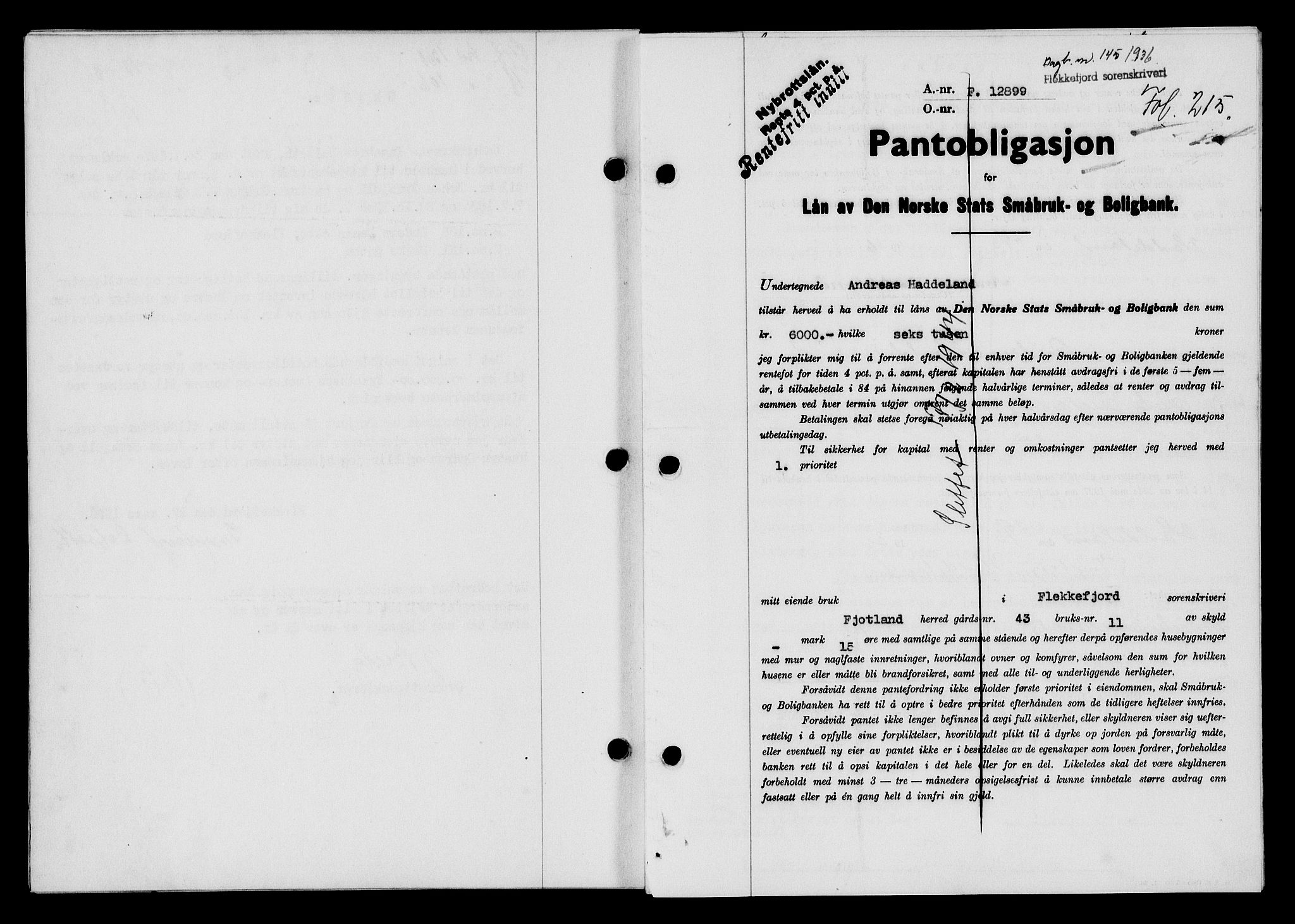 Flekkefjord sorenskriveri, SAK/1221-0001/G/Gb/Gba/L0052: Mortgage book no. 48, 1935-1936, Deed date: 27.03.1936
