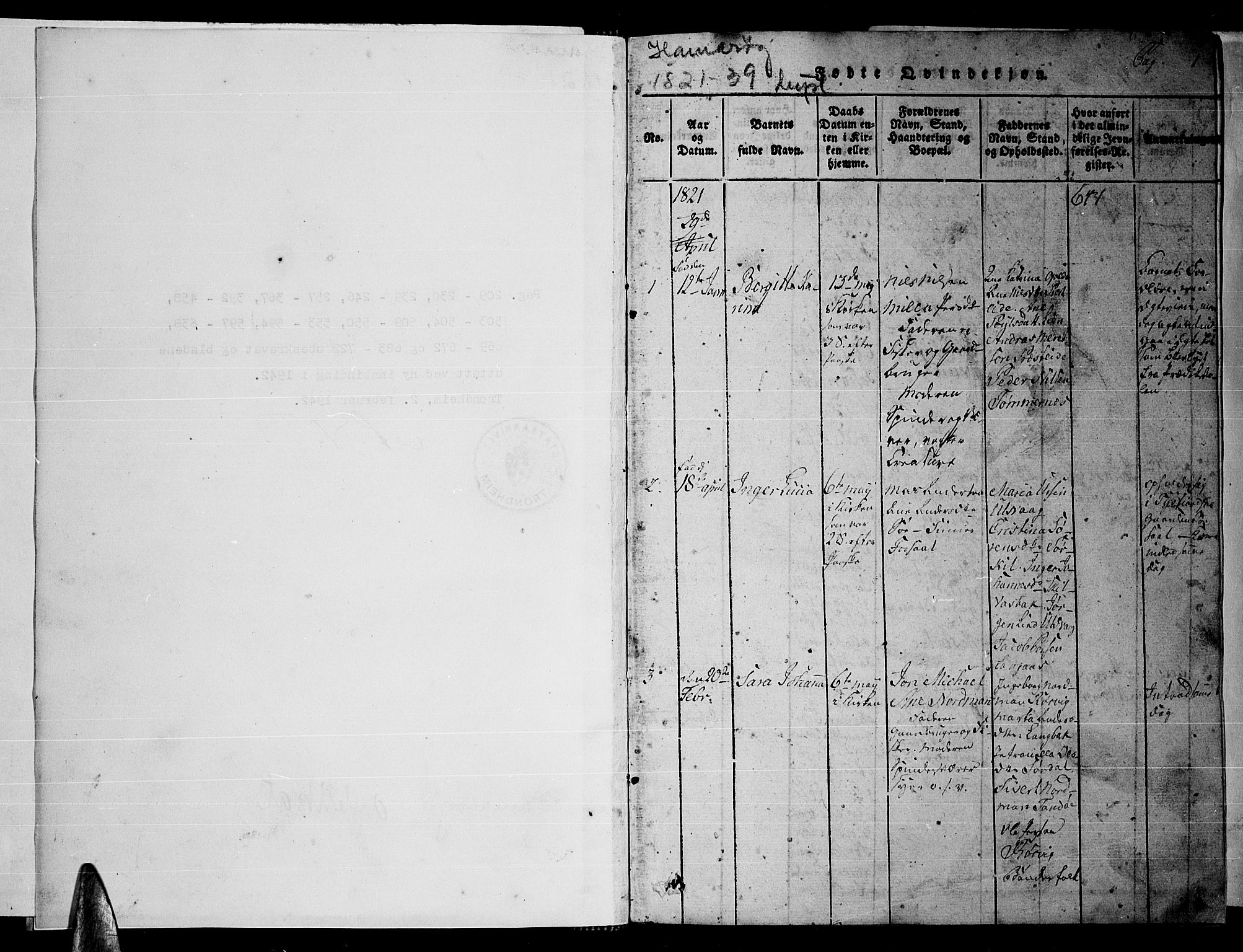 Ministerialprotokoller, klokkerbøker og fødselsregistre - Nordland, SAT/A-1459/859/L0855: Parish register (copy) no. 859C01, 1821-1839, p. 0-1