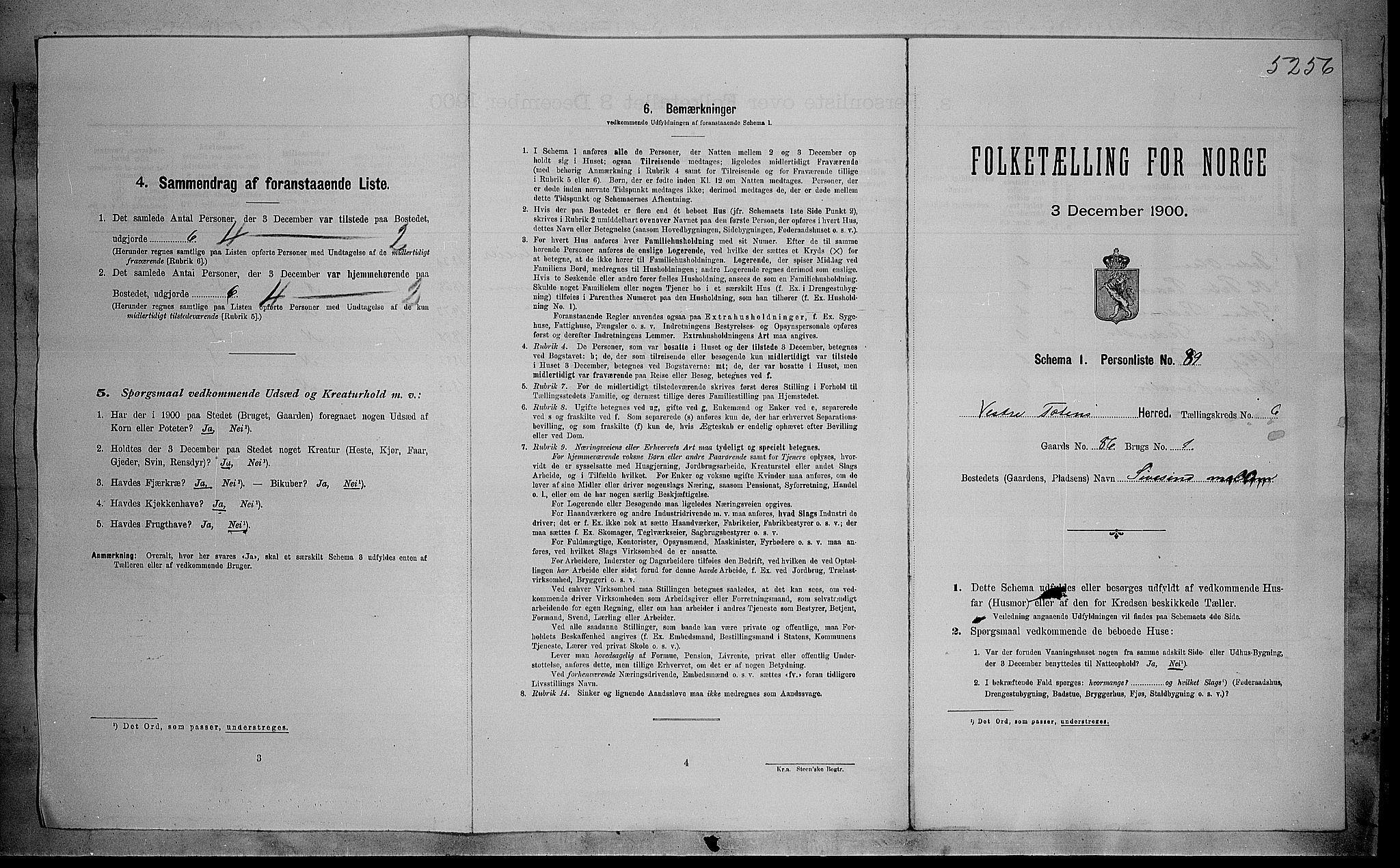 SAH, 1900 census for Vestre Toten, 1900, p. 1204