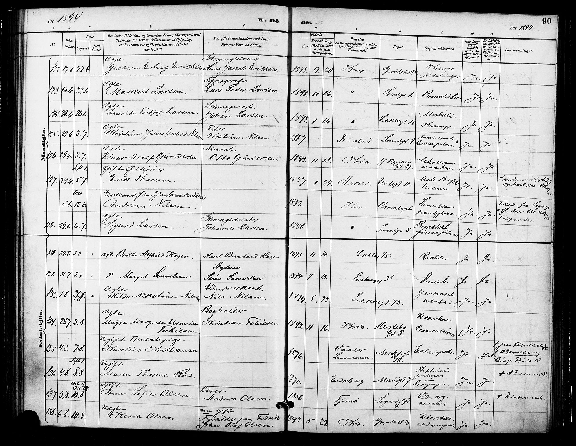 Grønland prestekontor Kirkebøker, AV/SAO-A-10848/F/Fa/L0010: Parish register (official) no. 10, 1891-1898, p. 90