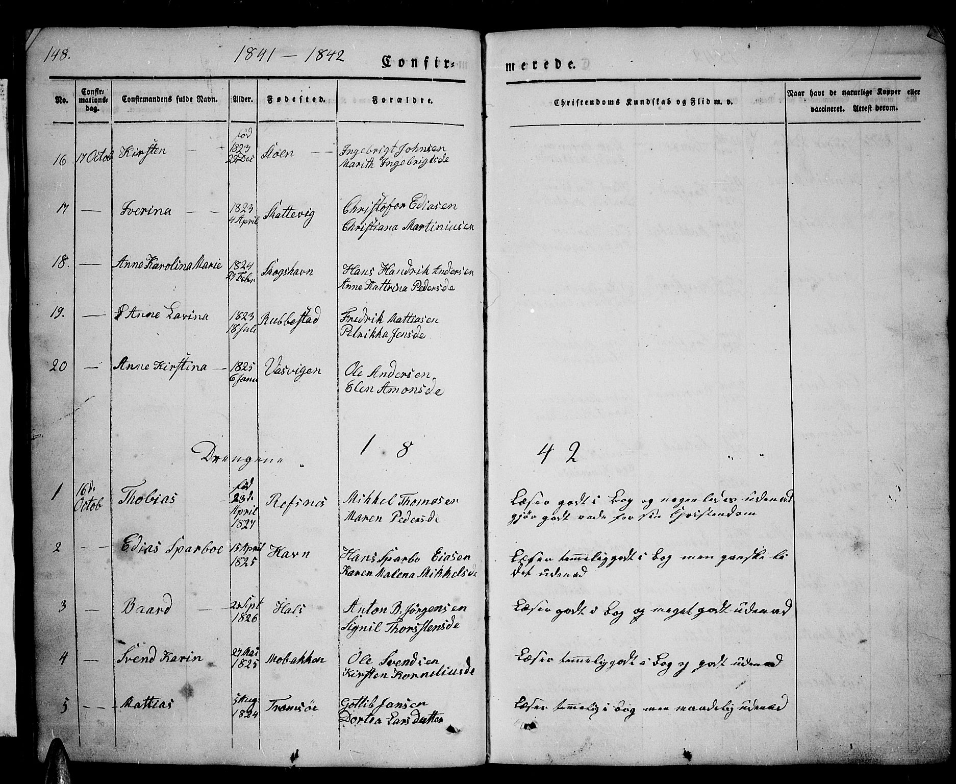 Tranøy sokneprestkontor, SATØ/S-1313/I/Ia/Iab/L0001klokker: Parish register (copy) no. 1, 1835-1853, p. 148