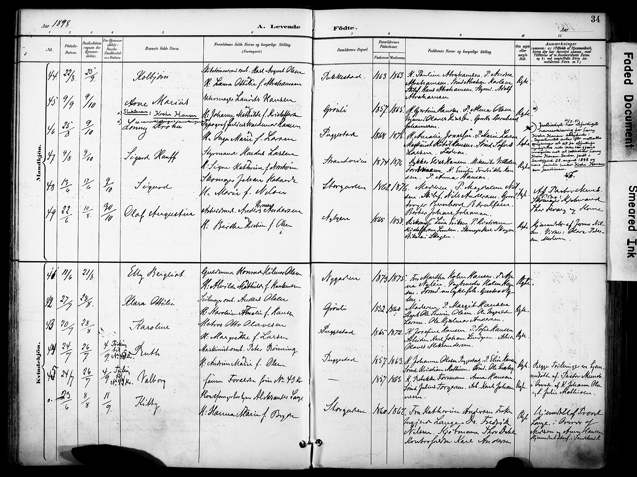 Sandefjord kirkebøker, AV/SAKO-A-315/F/Fa/L0004: Parish register (official) no. 4, 1894-1905, p. 34