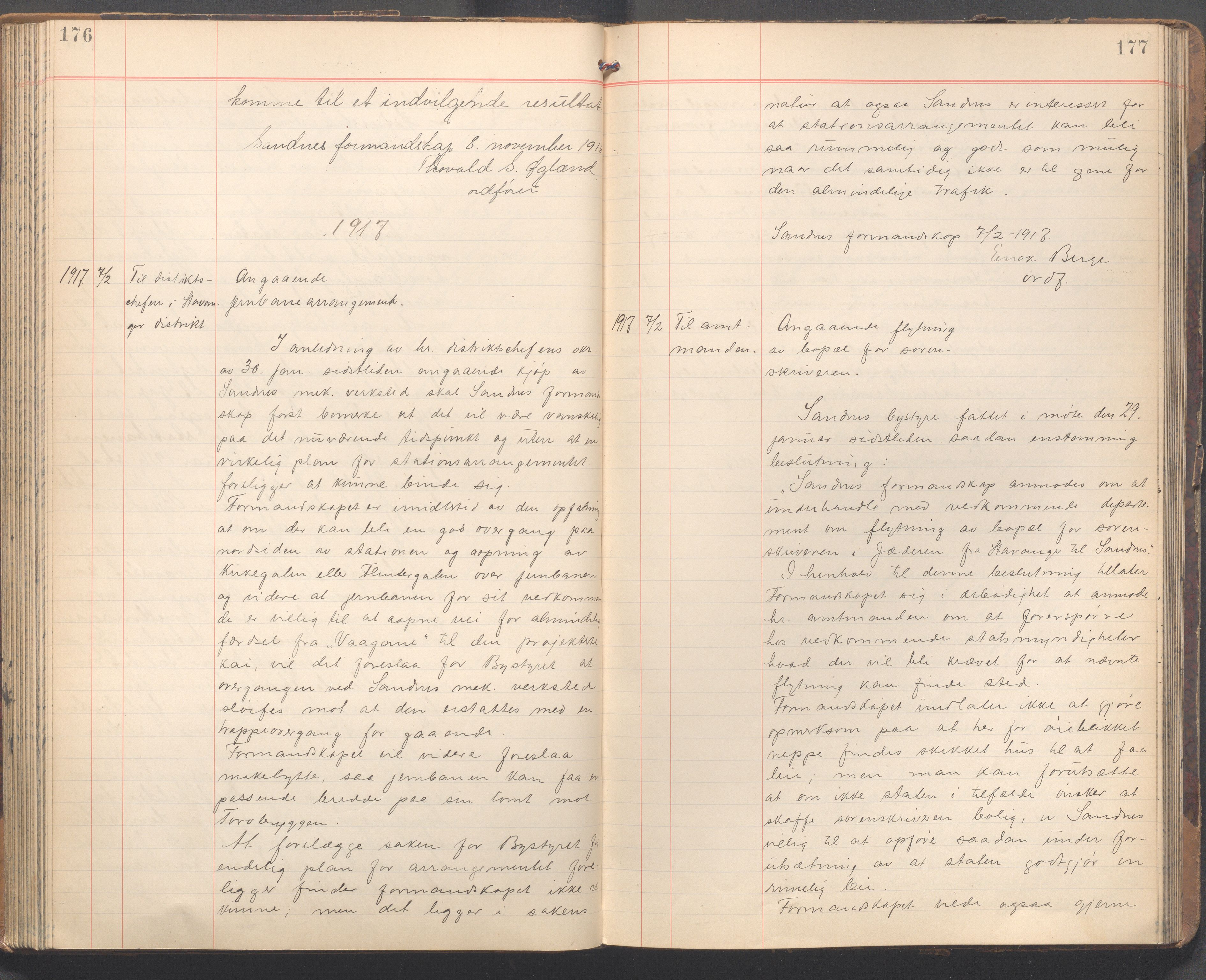 Sandnes kommune - Formannskapet og Bystyret, IKAR/K-100188/B/L0002: Kopibok, 1897-1918, p. 176-177