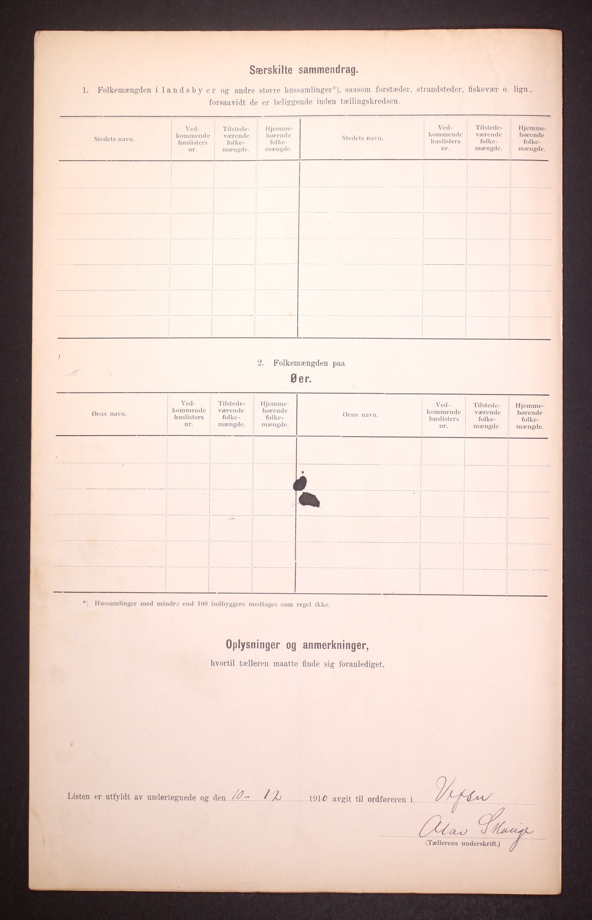 RA, 1910 census for Vefsn, 1910, p. 6