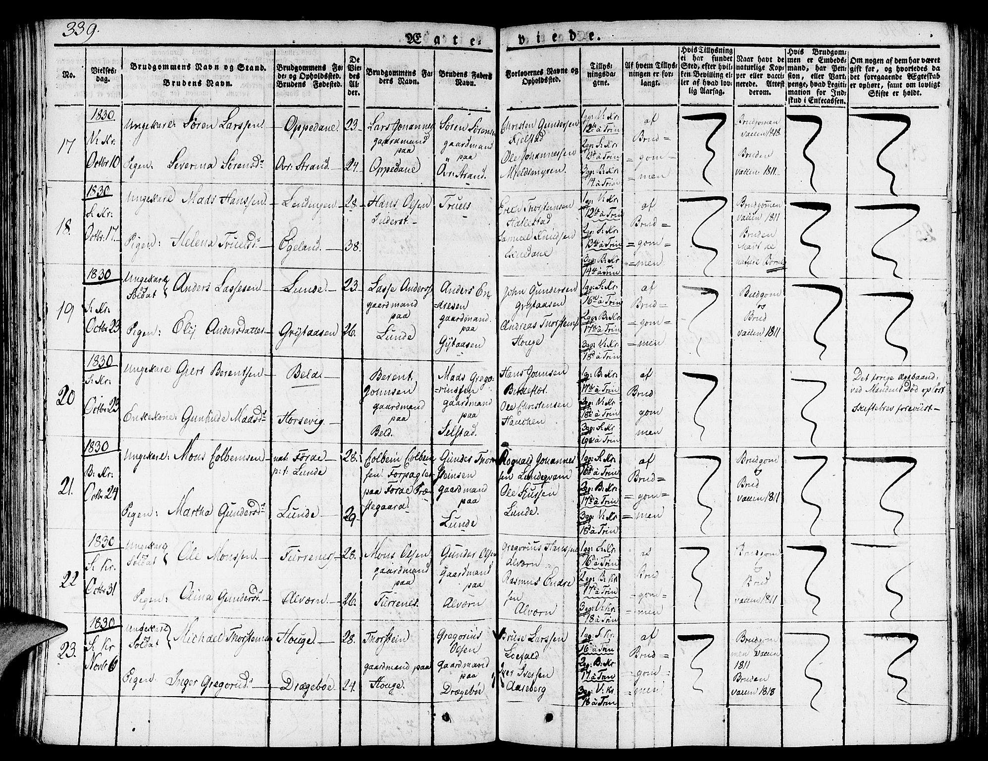 Gaular sokneprestembete, SAB/A-80001/H/Haa: Parish register (official) no. A 3, 1821-1840, p. 339