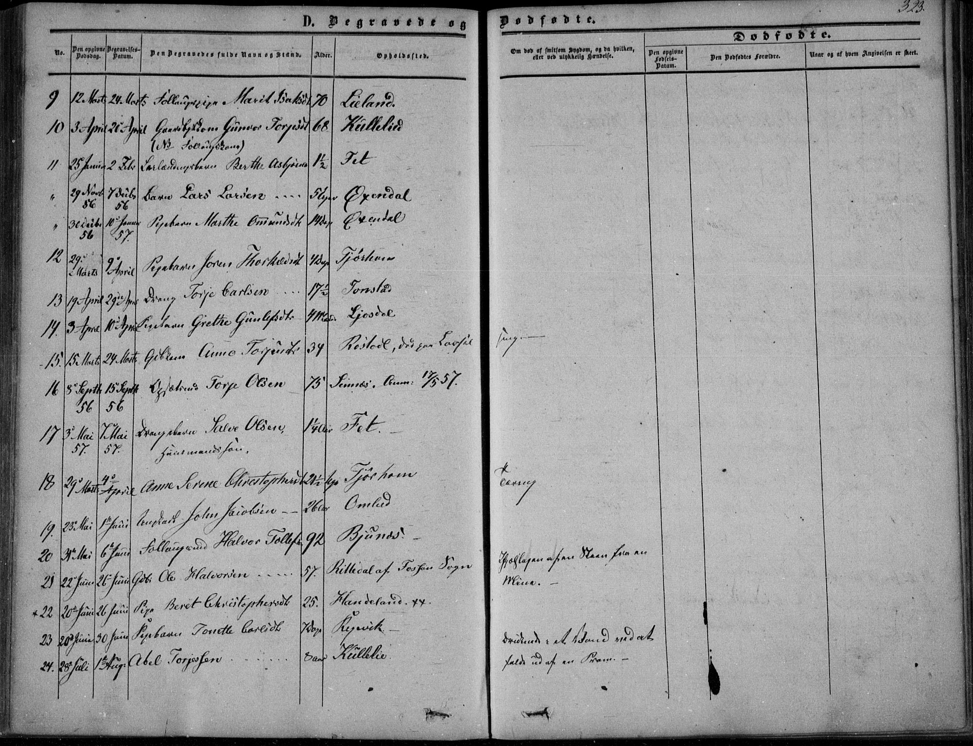 Sirdal sokneprestkontor, AV/SAK-1111-0036/F/Fa/Fab/L0002: Parish register (official) no. A 2, 1855-1874, p. 323