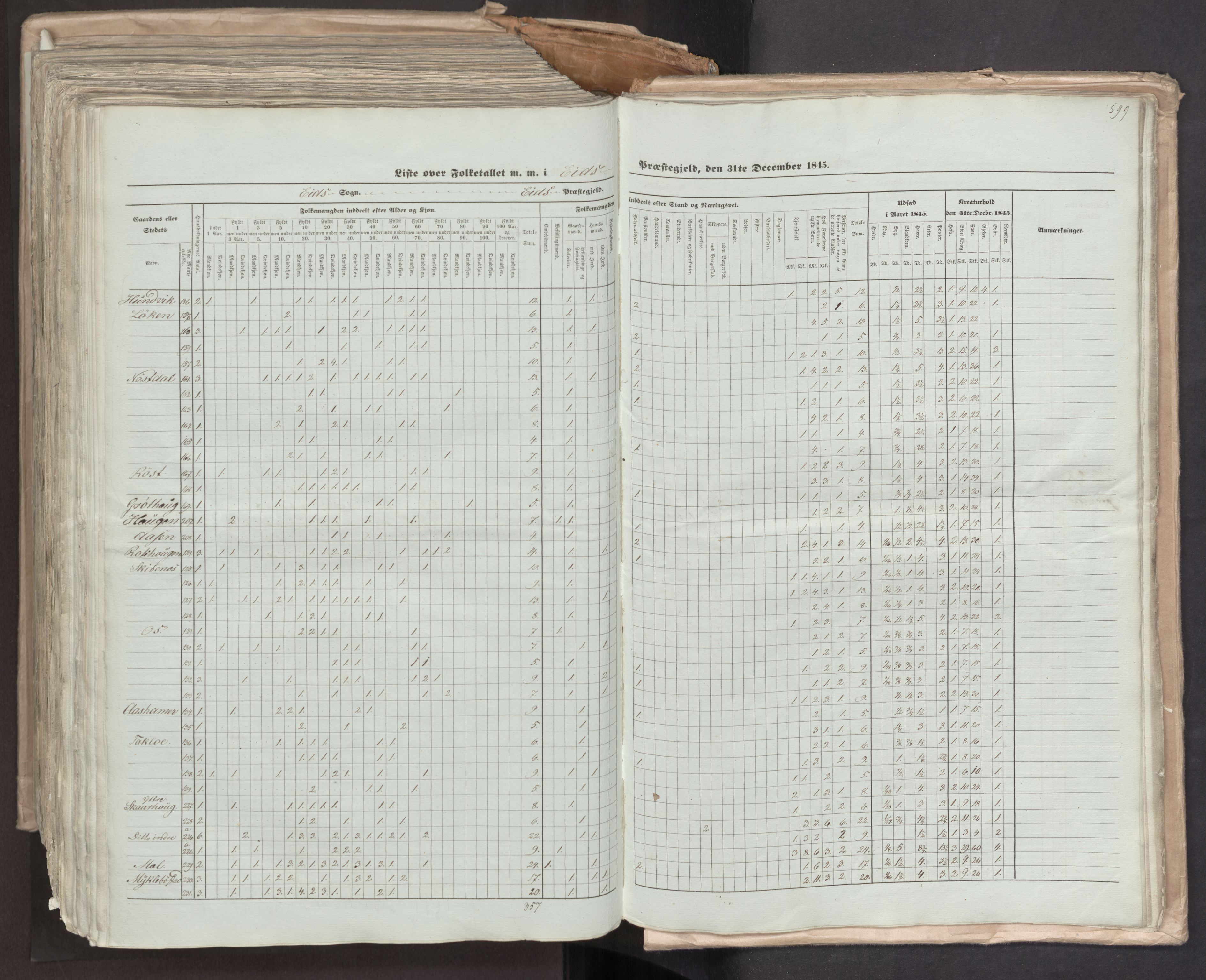 RA, Census 1845, vol. 7: Søndre Bergenhus amt og Nordre Bergenhus amt, 1845, p. 599