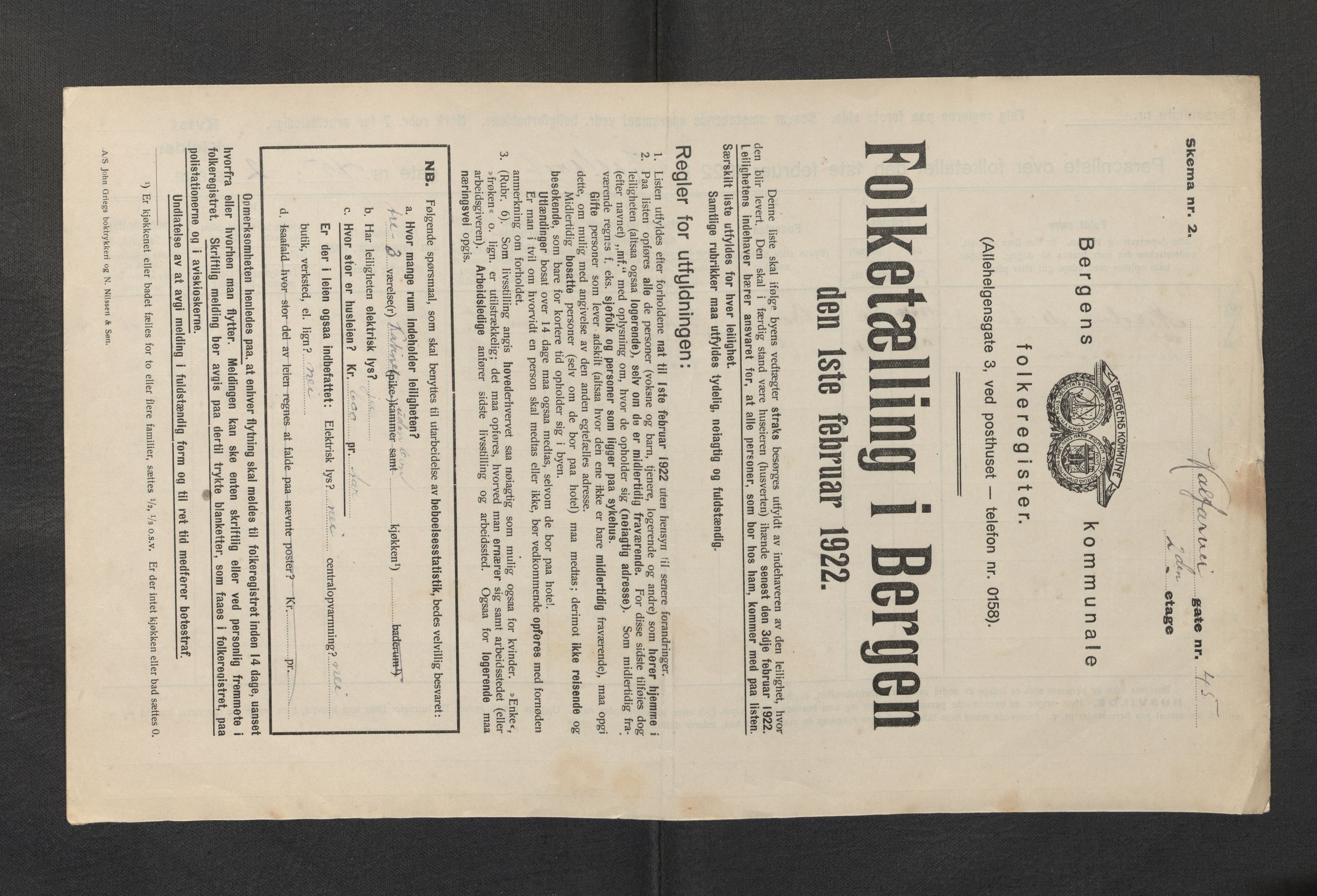 SAB, Municipal Census 1922 for Bergen, 1922, p. 17606