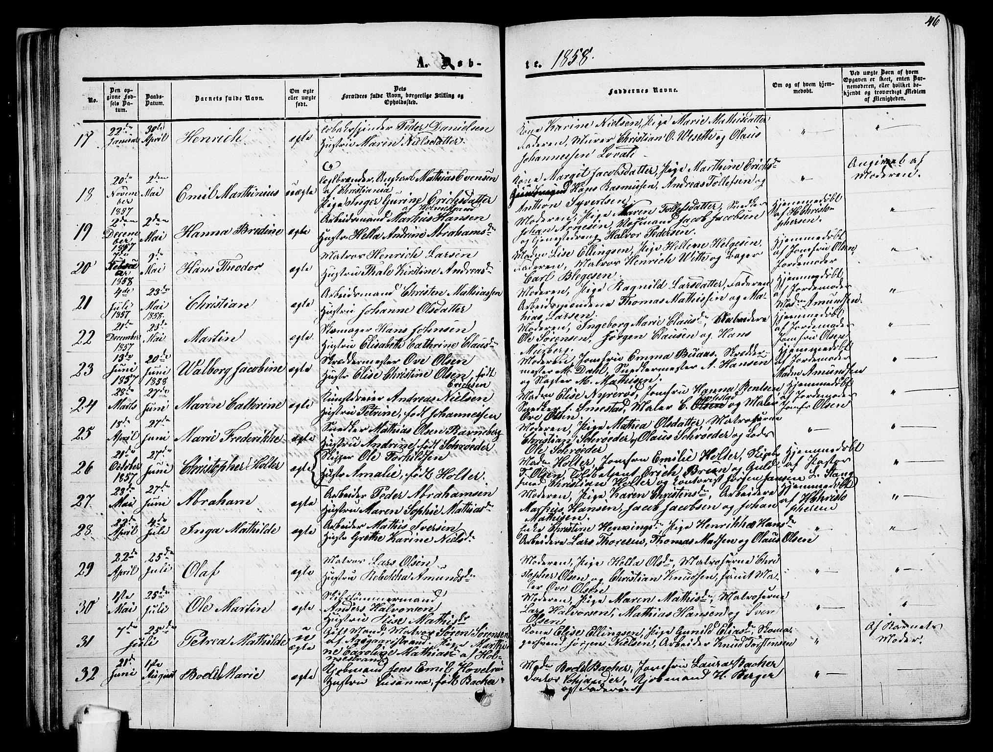 Holmestrand kirkebøker, AV/SAKO-A-346/G/Ga/L0003: Parish register (copy) no. 3, 1849-1874, p. 46