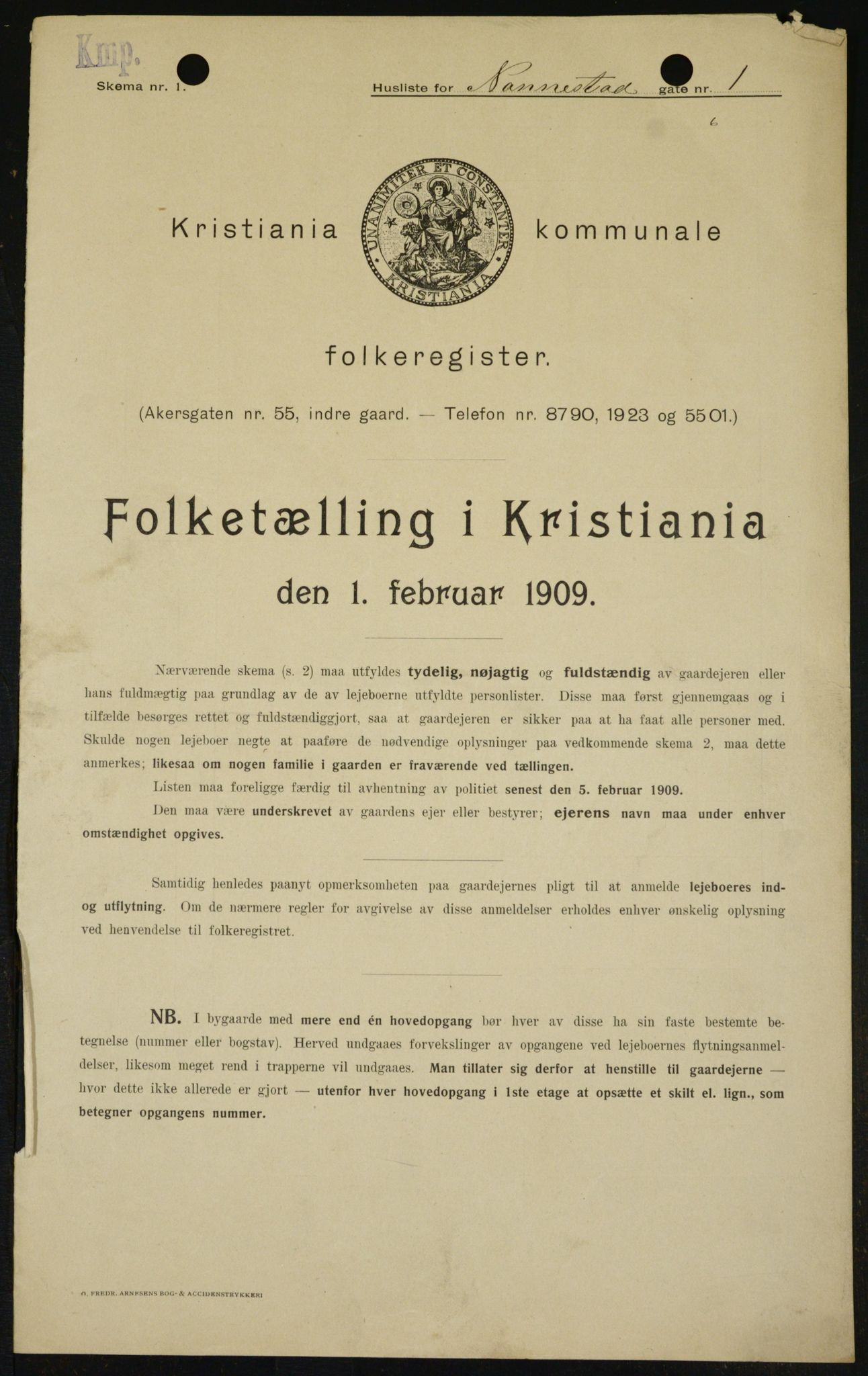 OBA, Municipal Census 1909 for Kristiania, 1909, p. 62559