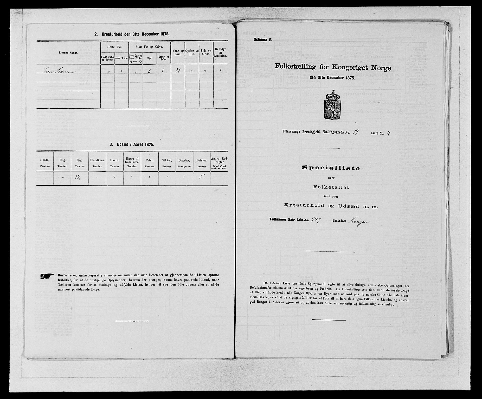 SAB, 1875 census for 1230P Ullensvang, 1875, p. 1396