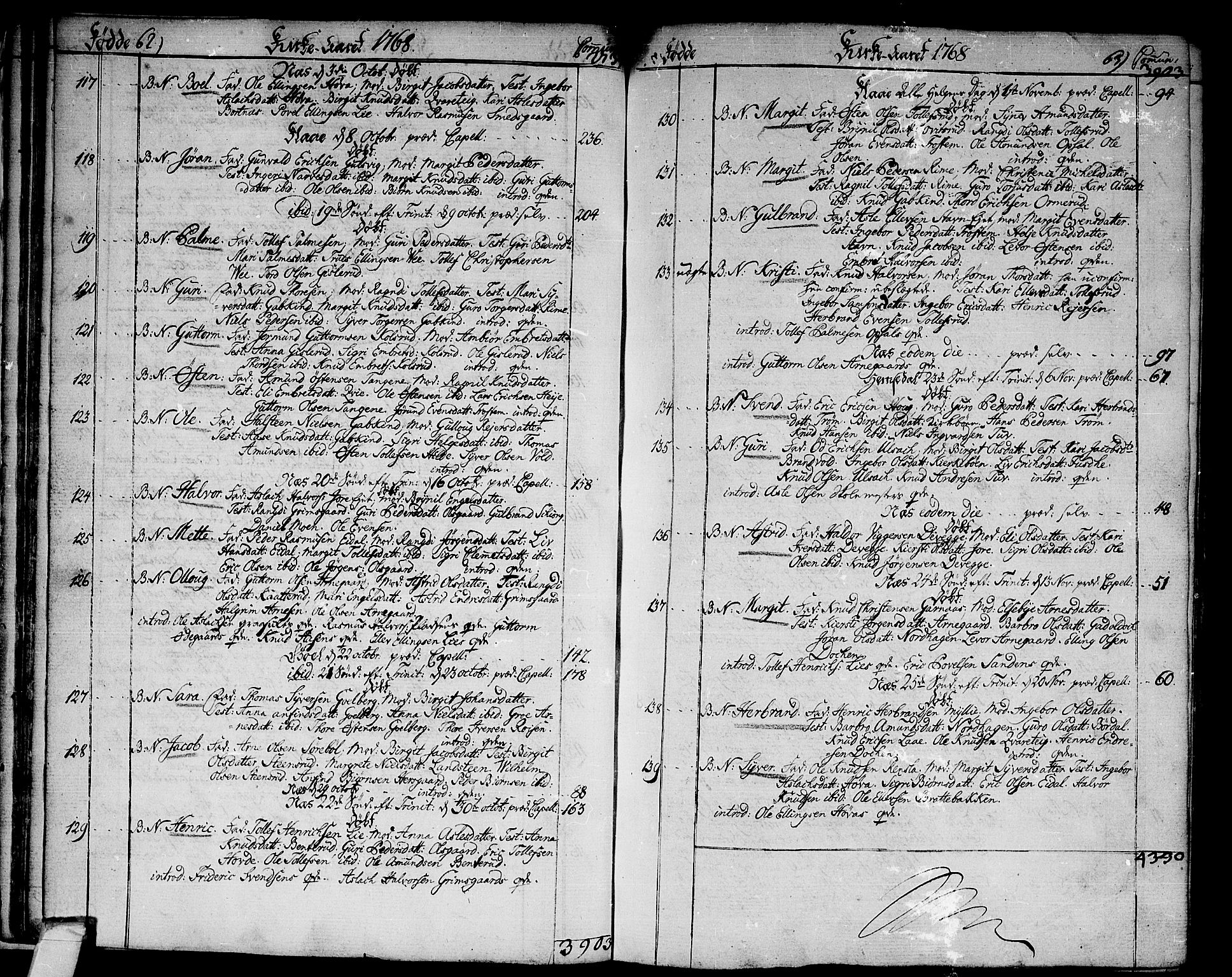 Nes kirkebøker, SAKO/A-236/F/Fa/L0004: Parish register (official) no. 4, 1764-1786, p. 62-63