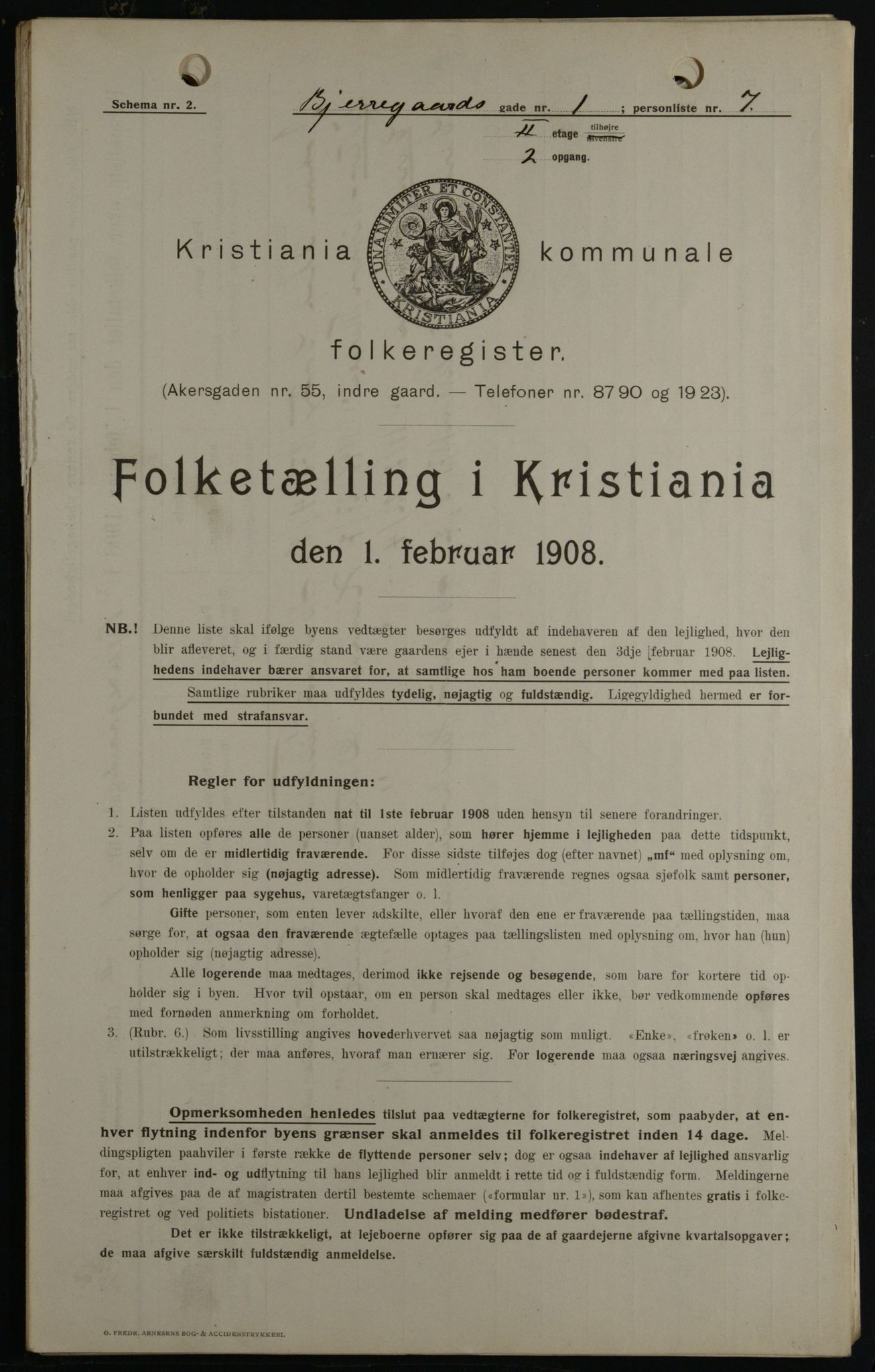 OBA, Municipal Census 1908 for Kristiania, 1908, p. 5391