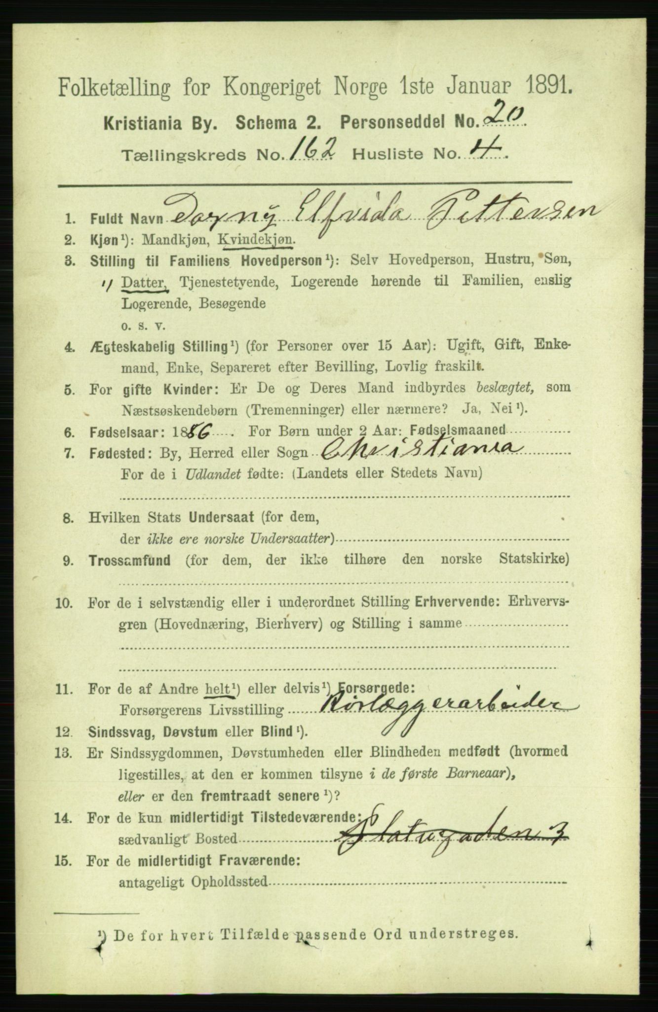 RA, 1891 census for 0301 Kristiania, 1891, p. 92781