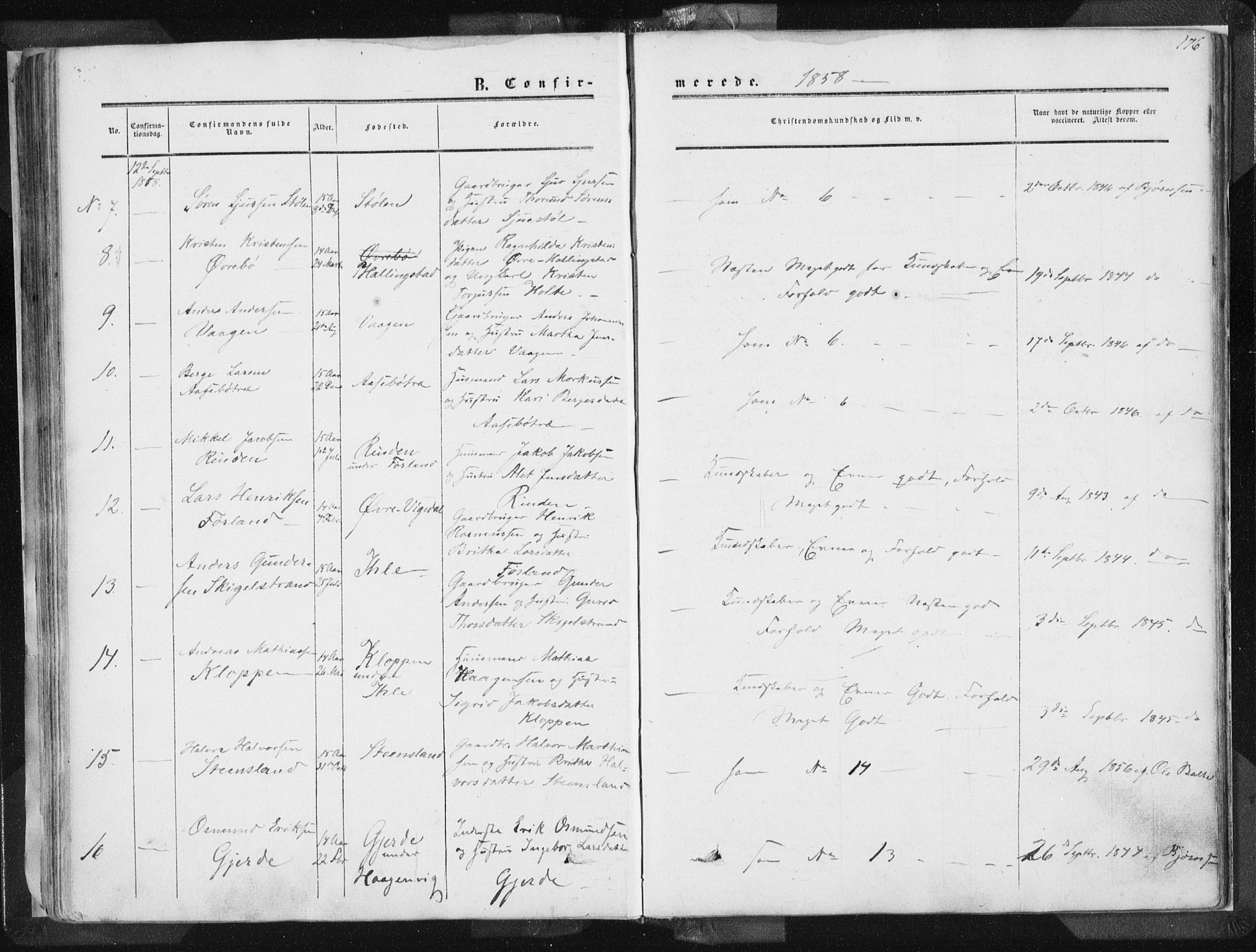 Vikedal sokneprestkontor, AV/SAST-A-101840/01/IV: Parish register (official) no. A 6.1, 1851-1867, p. 176