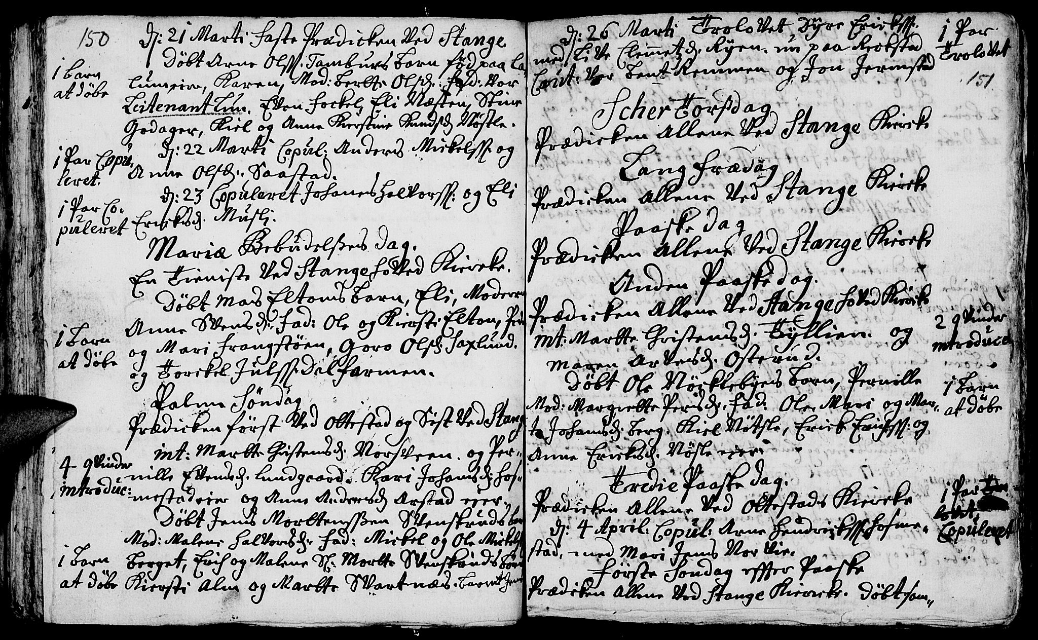 Stange prestekontor, AV/SAH-PREST-002/K/L0003: Parish register (official) no. 3, 1732-1738, p. 150-151