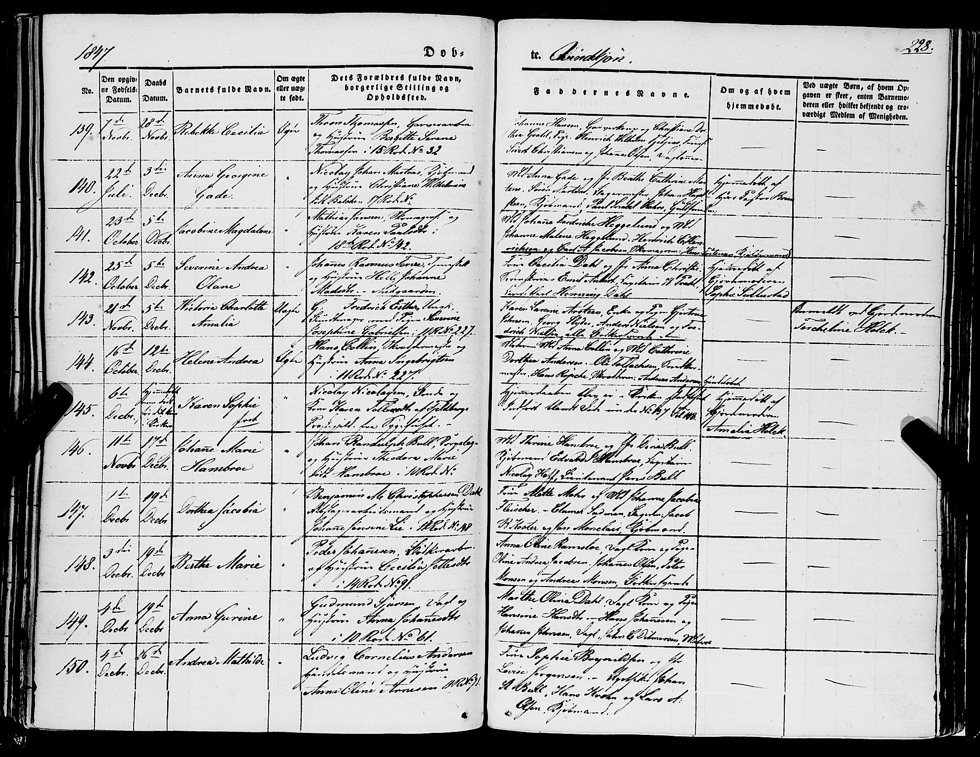 Domkirken sokneprestembete, AV/SAB-A-74801/H/Haa/L0019: Parish register (official) no. B 2, 1841-1851, p. 228