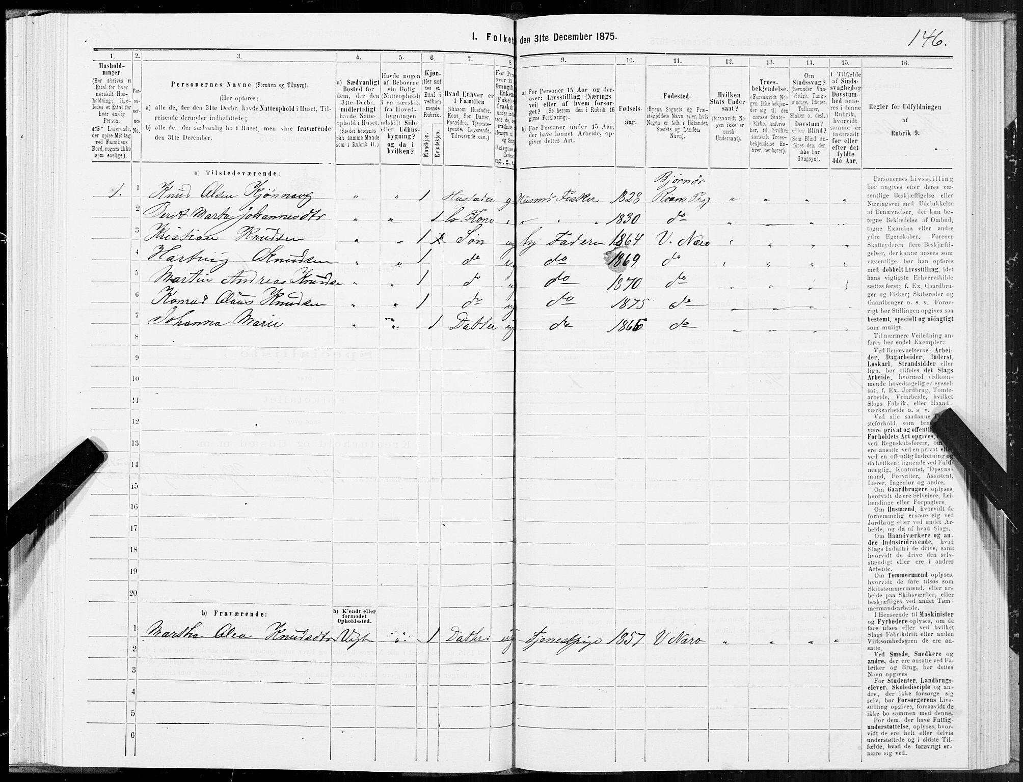 SAT, 1875 census for 1751P Nærøy, 1875, p. 3146