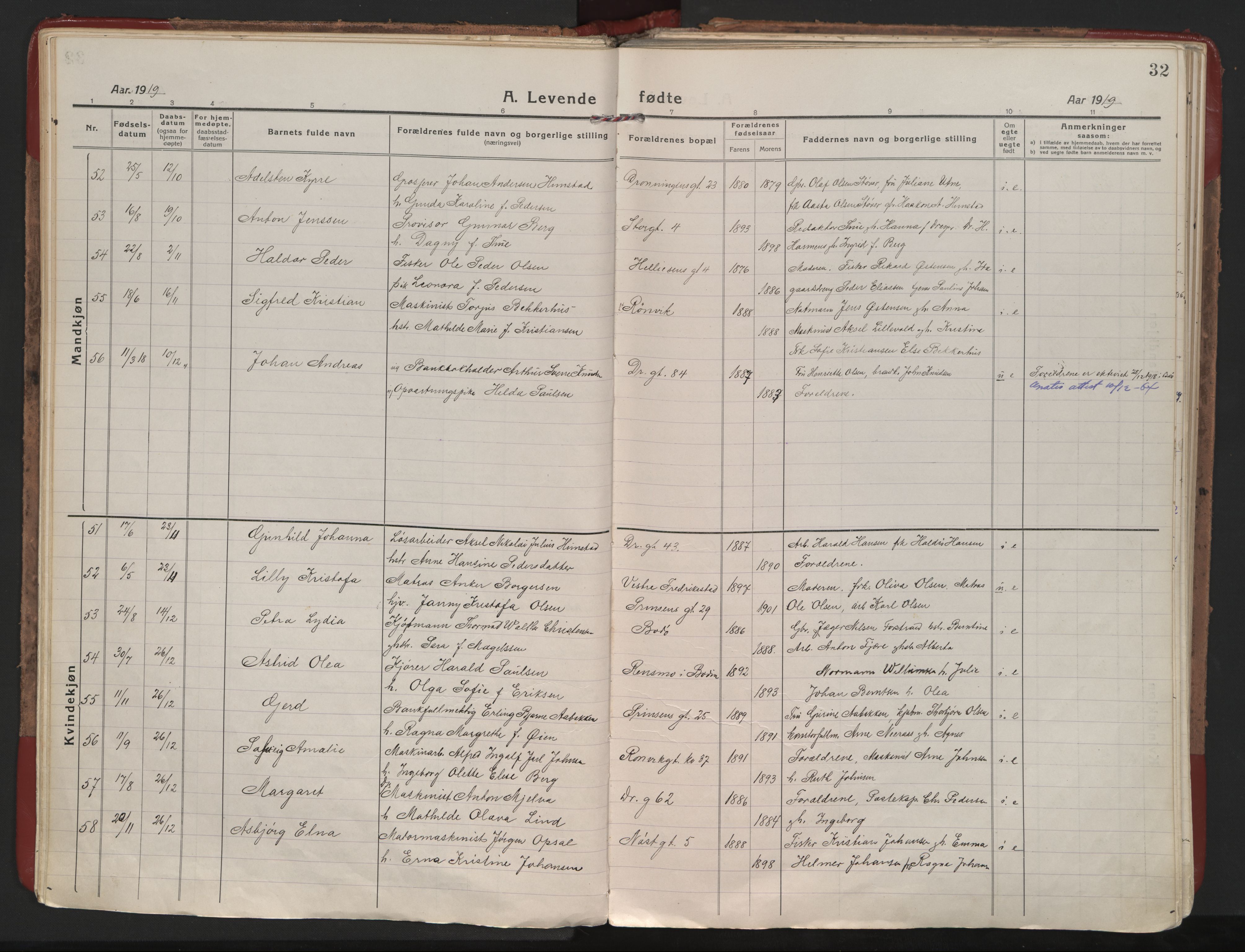 Ministerialprotokoller, klokkerbøker og fødselsregistre - Nordland, AV/SAT-A-1459/801/L0017: Parish register (official) no. 801A17, 1917-1930, p. 32