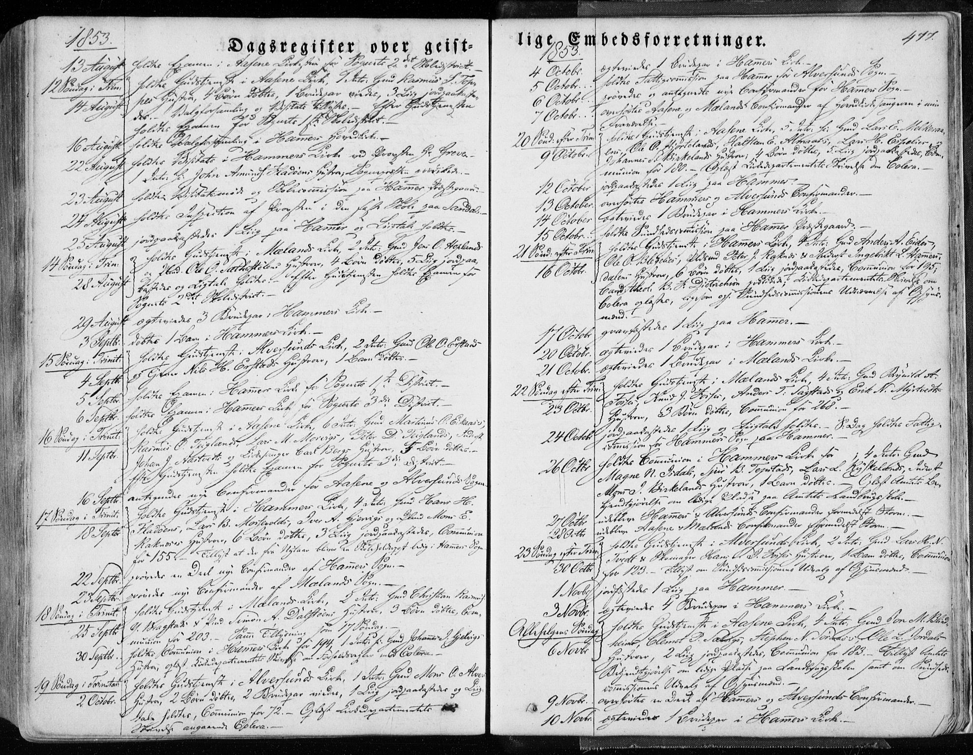 Hamre sokneprestembete, AV/SAB-A-75501/H/Ha/Haa/Haaa/L0013: Parish register (official) no. A 13, 1846-1857, p. 477