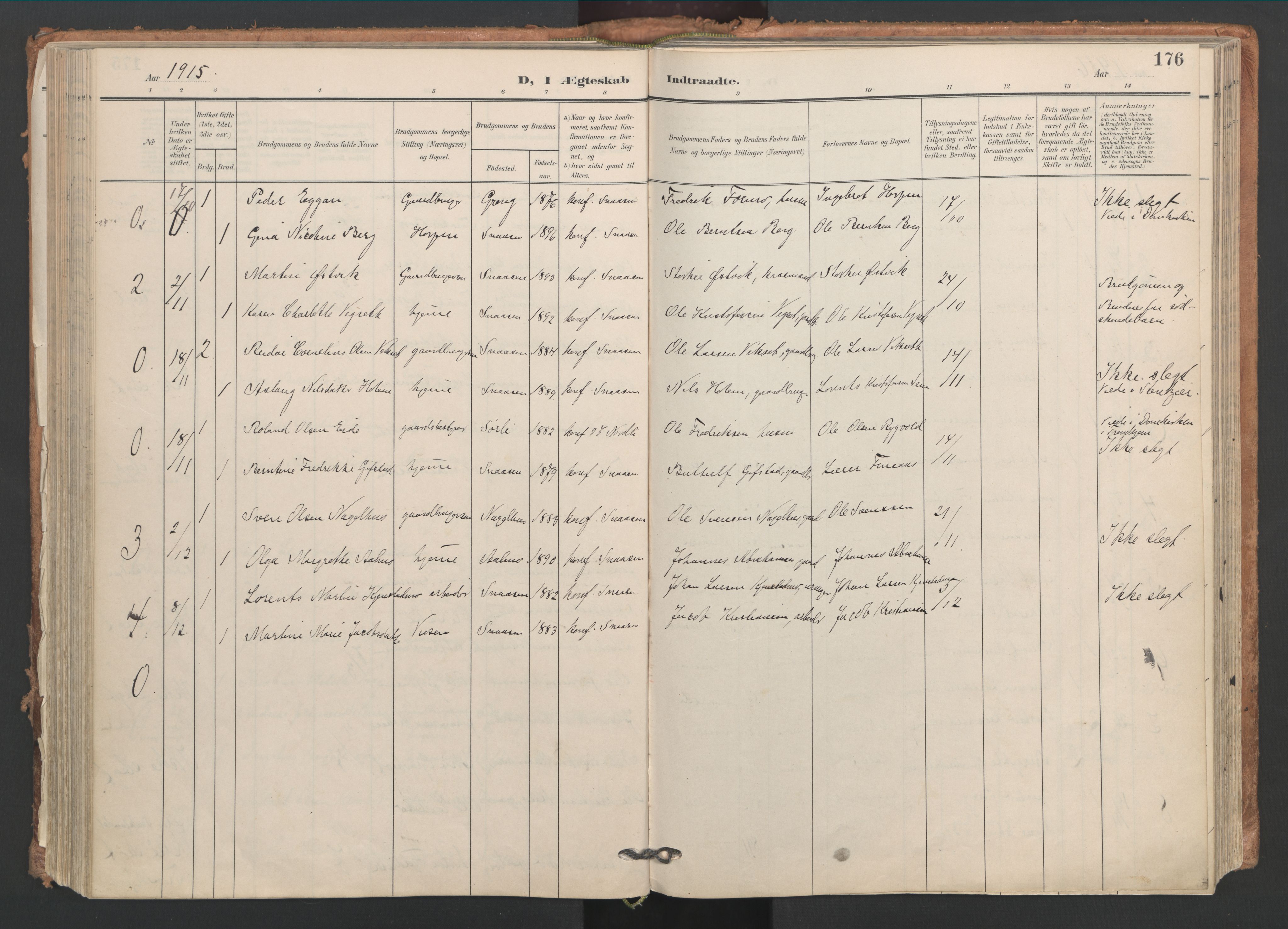 Ministerialprotokoller, klokkerbøker og fødselsregistre - Nord-Trøndelag, SAT/A-1458/749/L0477: Parish register (official) no. 749A11, 1902-1927, p. 176