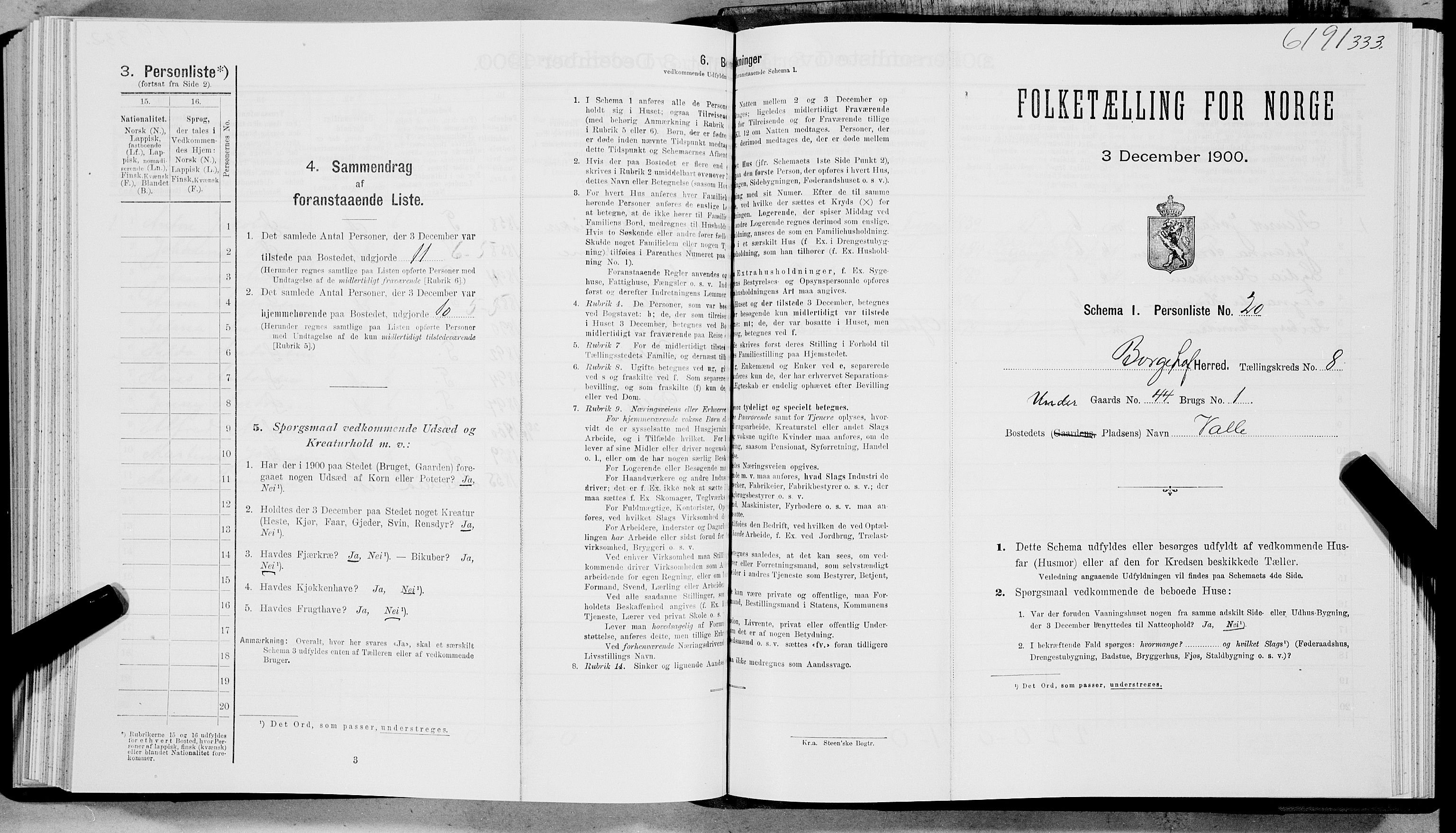 SAT, 1900 census for Borge, 1900, p. 776