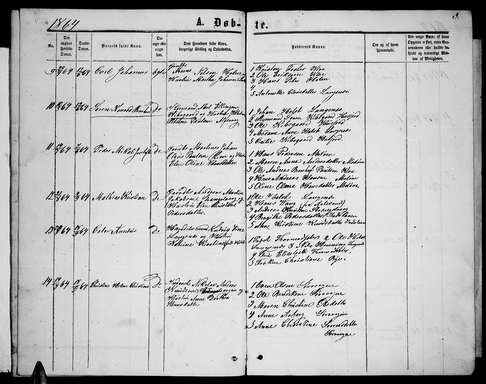 Ministerialprotokoller, klokkerbøker og fødselsregistre - Nordland, AV/SAT-A-1459/894/L1358: Parish register (copy) no. 894C01, 1864-1877, p. 3