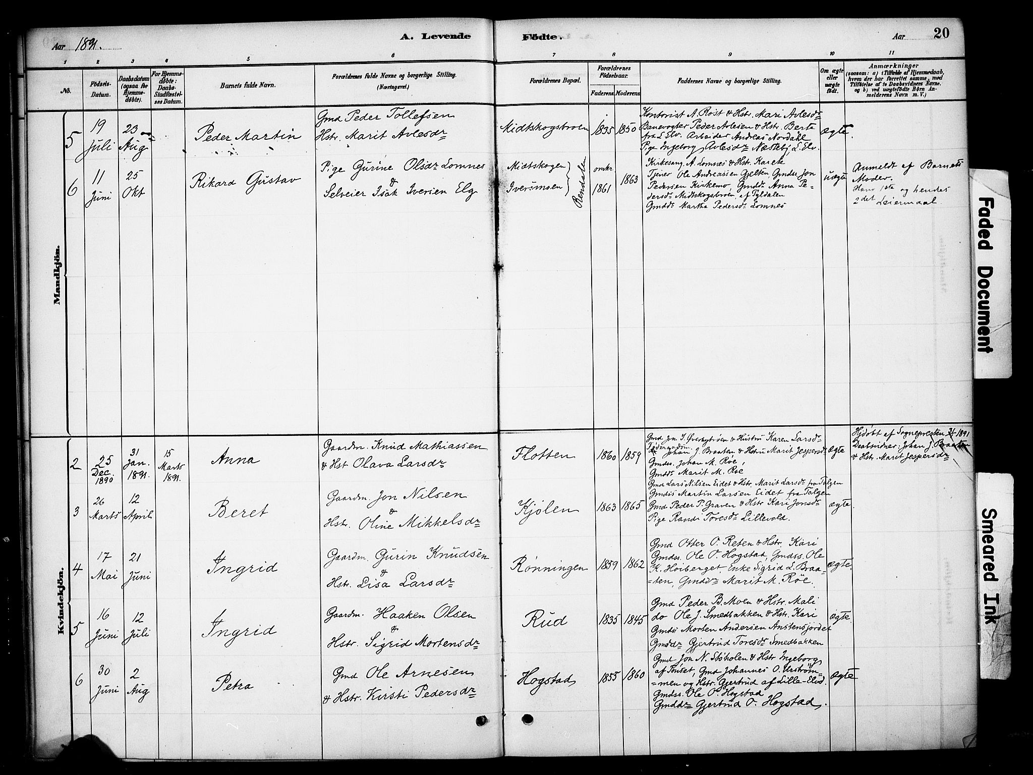 Tynset prestekontor, AV/SAH-PREST-058/H/Ha/Haa/L0023: Parish register (official) no. 23, 1880-1901, p. 20