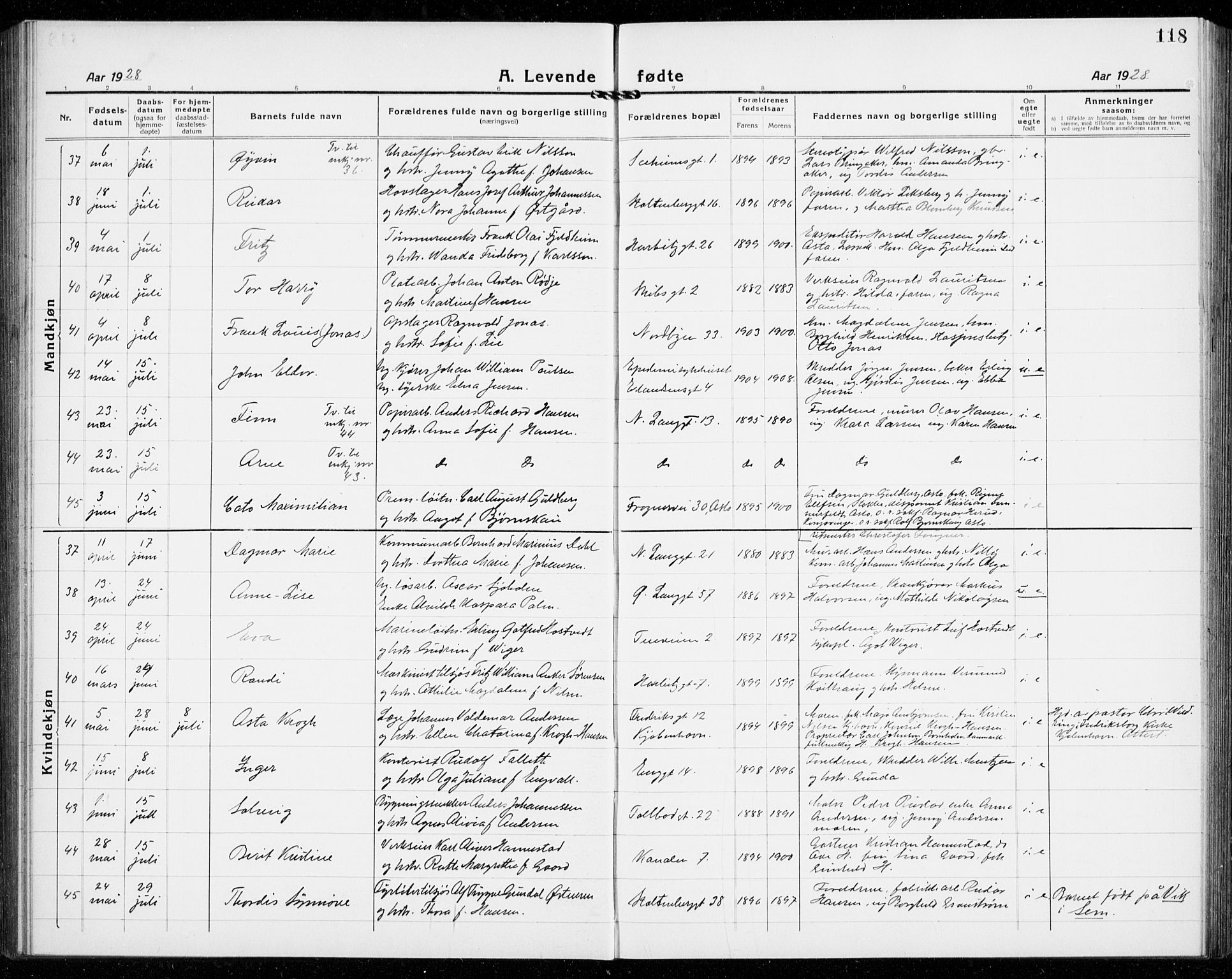 Tønsberg kirkebøker, AV/SAKO-A-330/G/Ga/L0010: Parish register (copy) no. 10, 1920-1942, p. 118