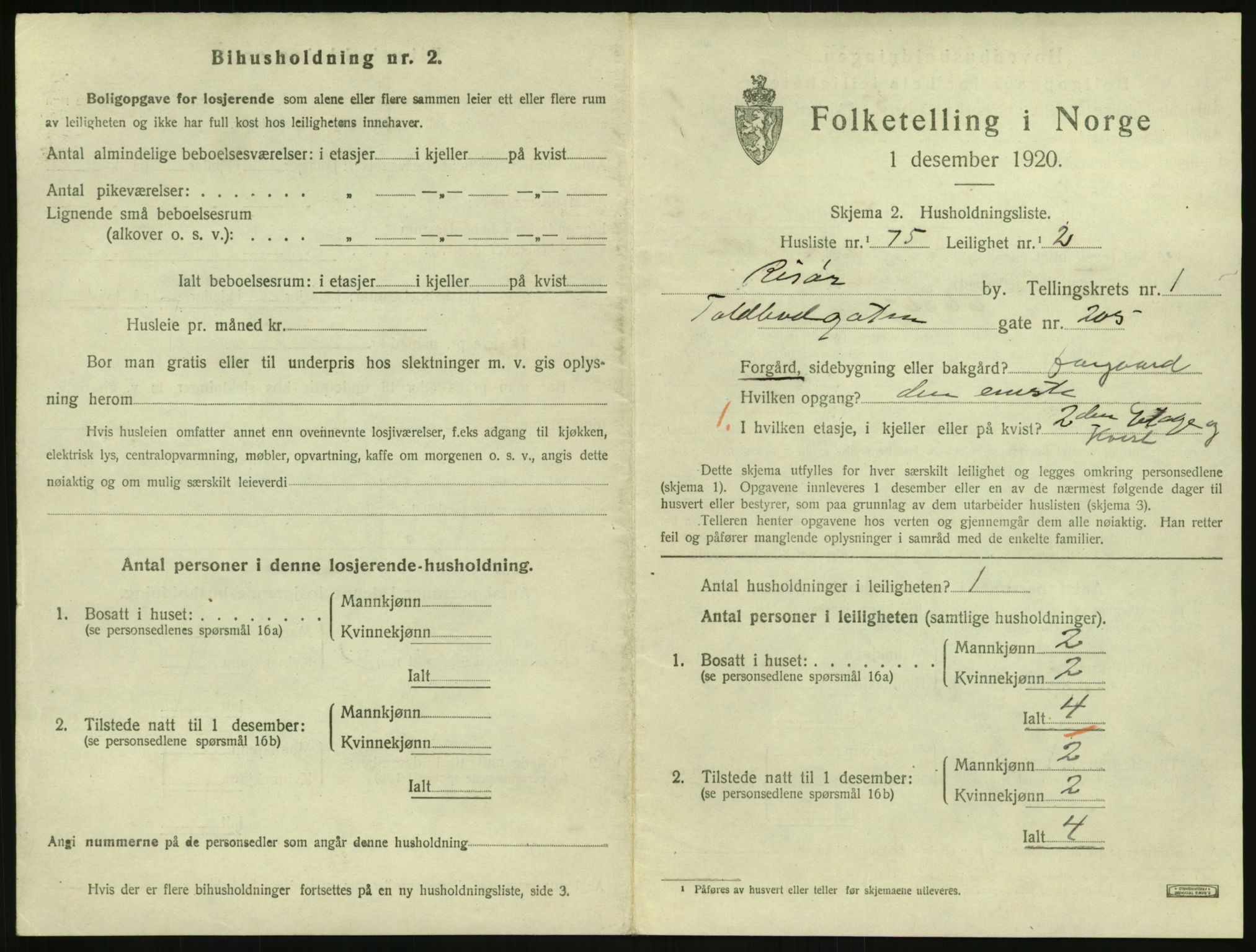 SAK, 1920 census for Risør, 1920, p. 1523