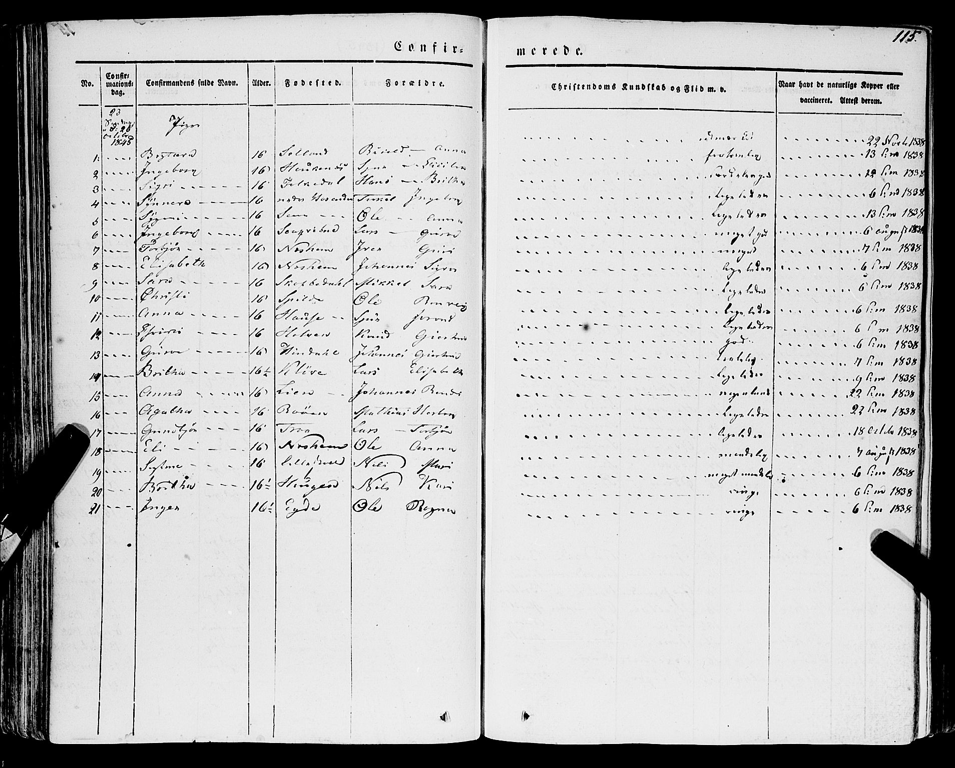 Ulvik sokneprestembete, AV/SAB-A-78801/H/Haa: Parish register (official) no. A 12, 1839-1853, p. 115