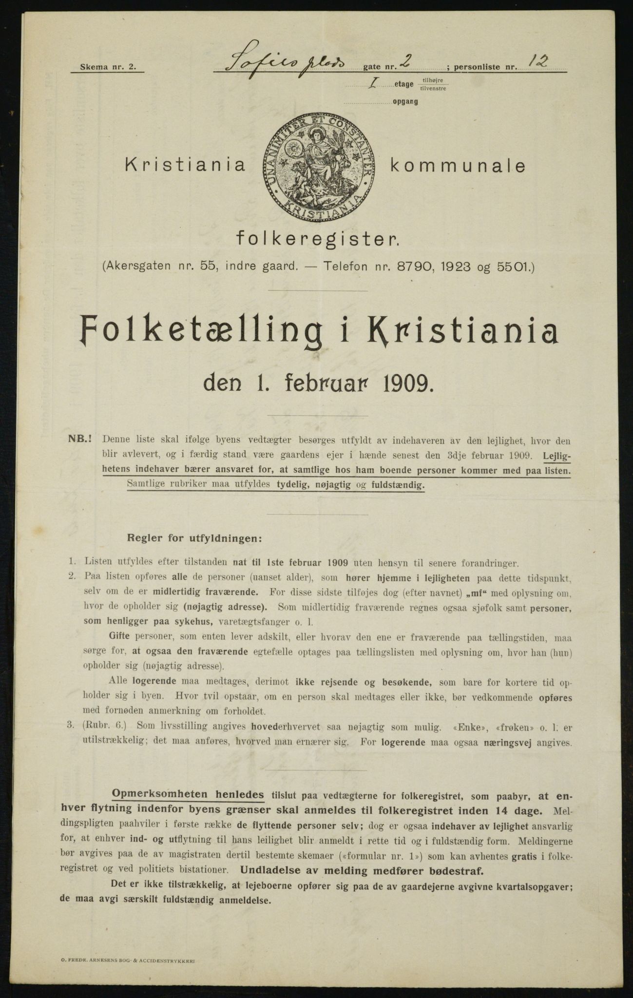 OBA, Municipal Census 1909 for Kristiania, 1909, p. 90121