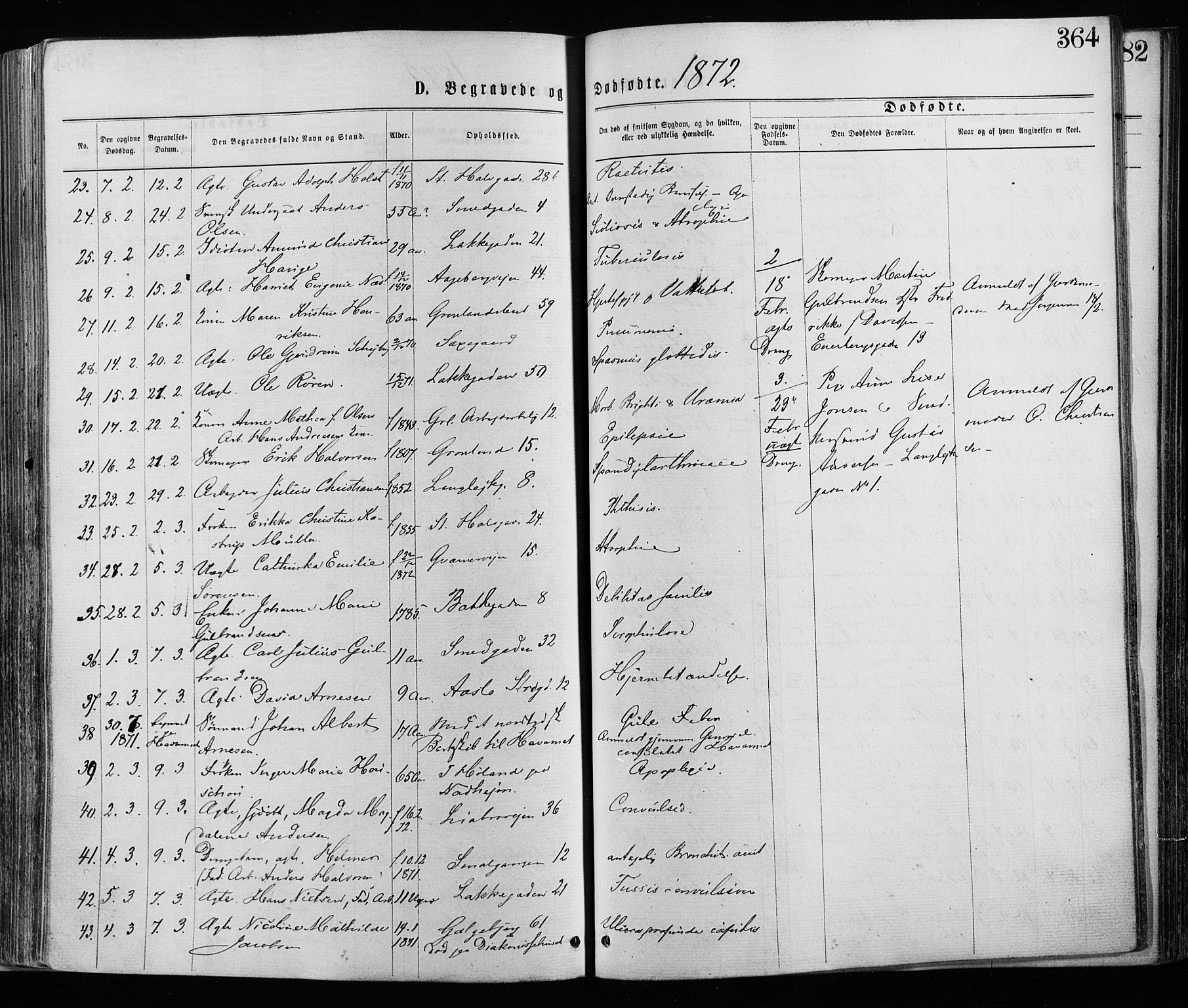 Grønland prestekontor Kirkebøker, AV/SAO-A-10848/F/Fa/L0005: Parish register (official) no. 5, 1869-1880, p. 364