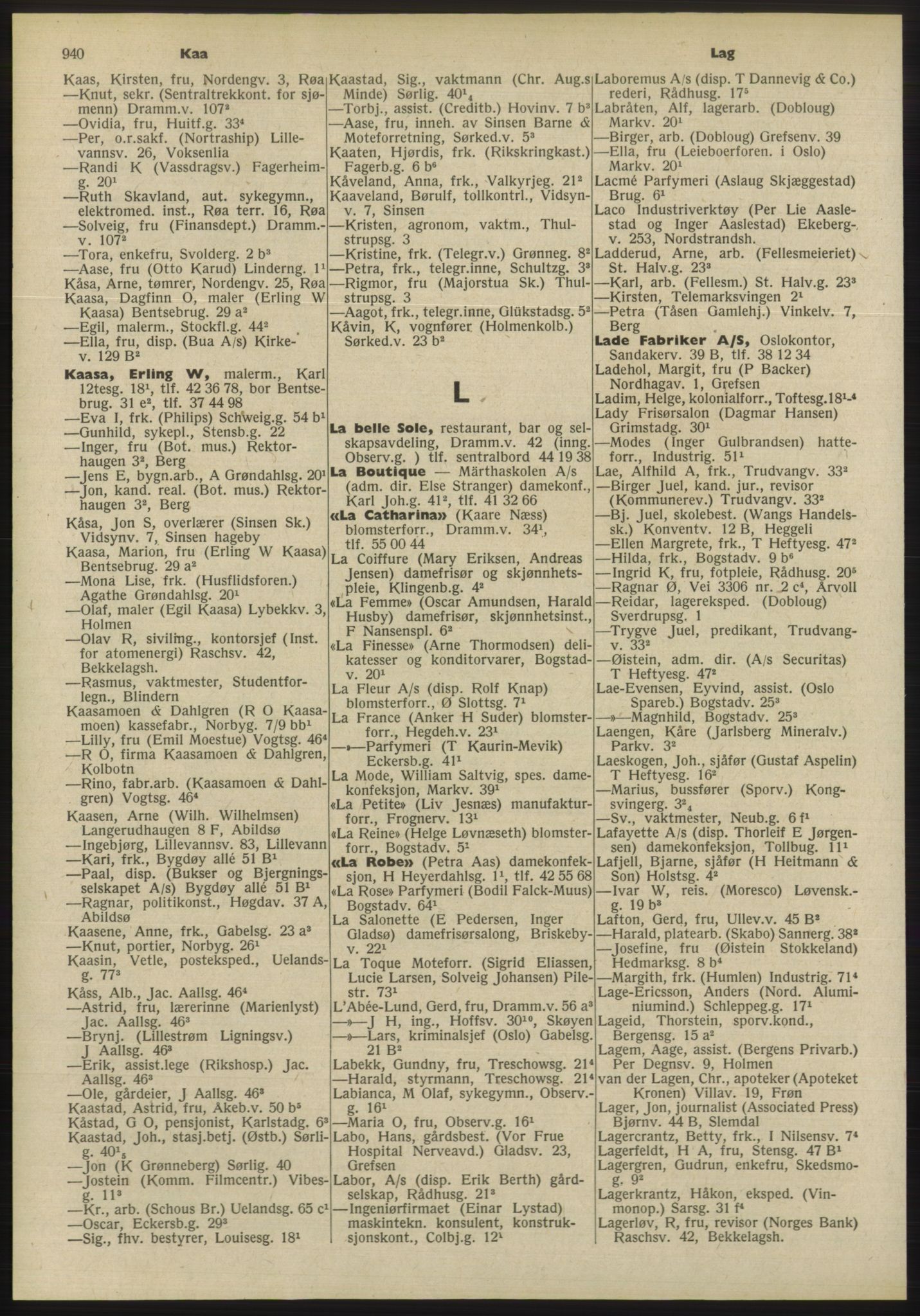 PUBL, Kristiania/Oslo adressebok, 1955, p. 940