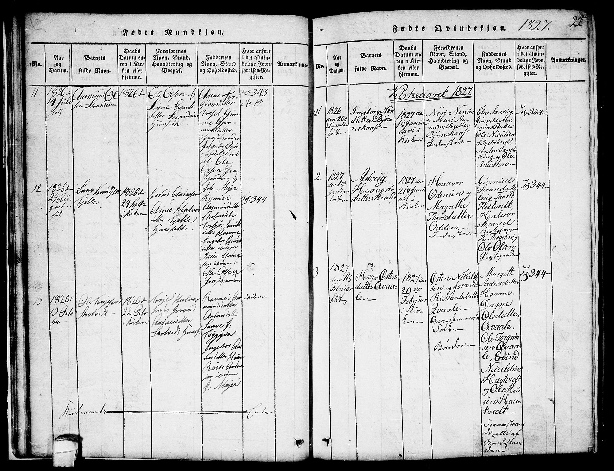 Lårdal kirkebøker, SAKO/A-284/G/Ga/L0001: Parish register (copy) no. I 1, 1815-1861, p. 22