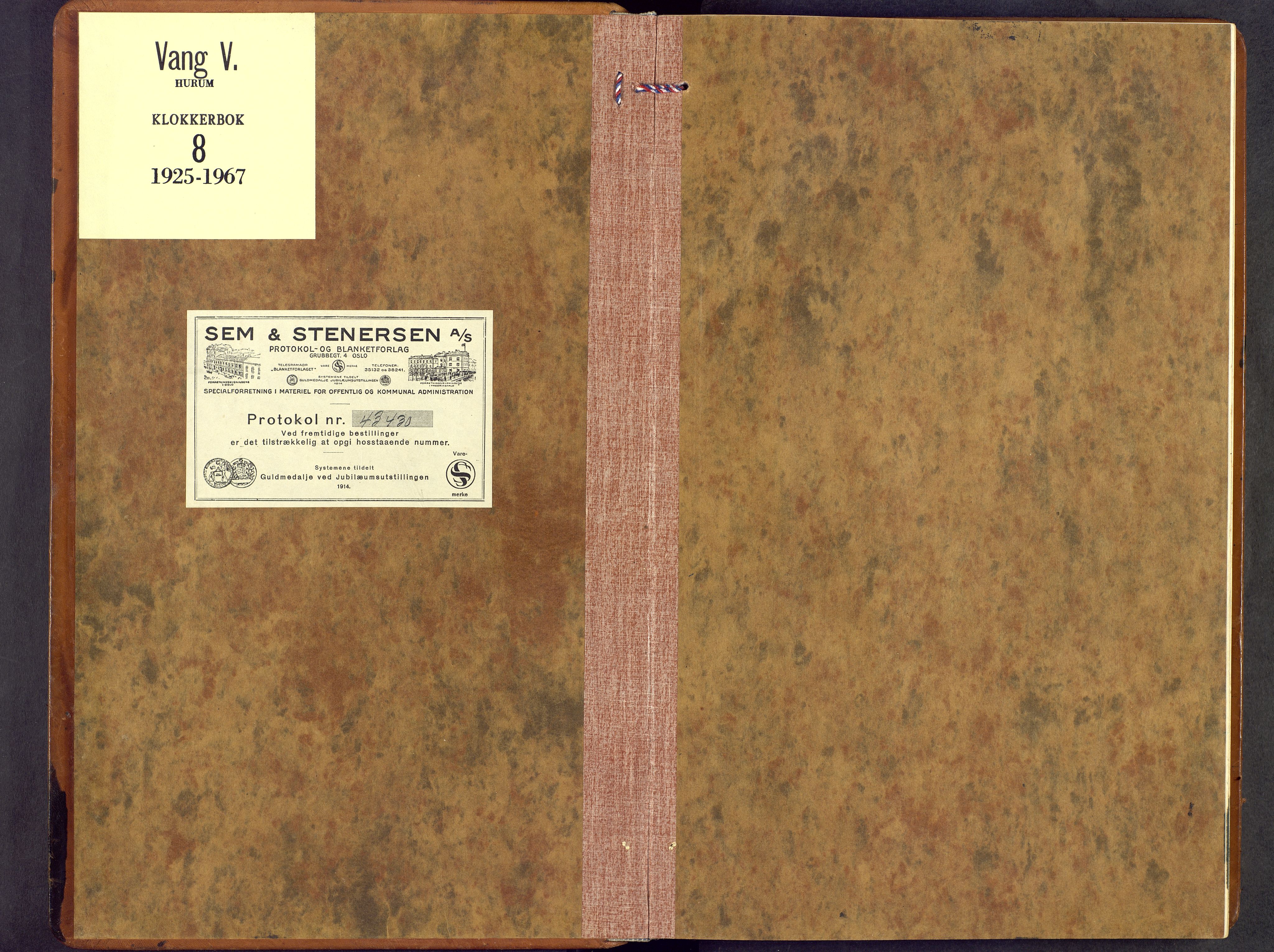 Vang prestekontor, Valdres, AV/SAH-PREST-140/H/Hb/L0008: Parish register (copy) no. 8, 1925-1967