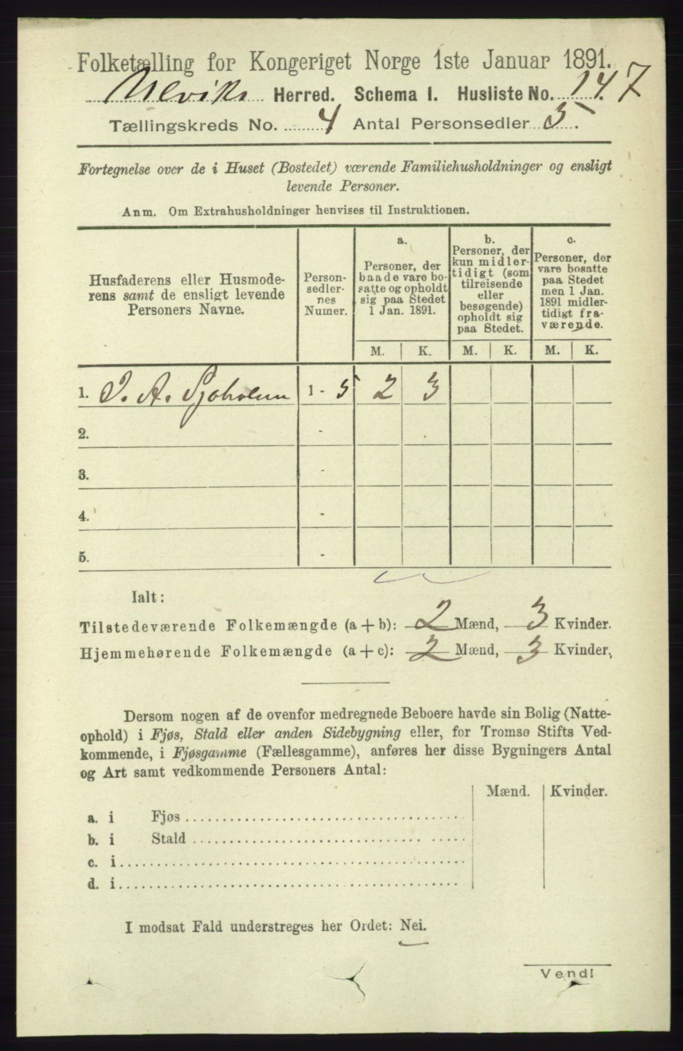 RA, 1891 census for 1233 Ulvik, 1891, p. 577