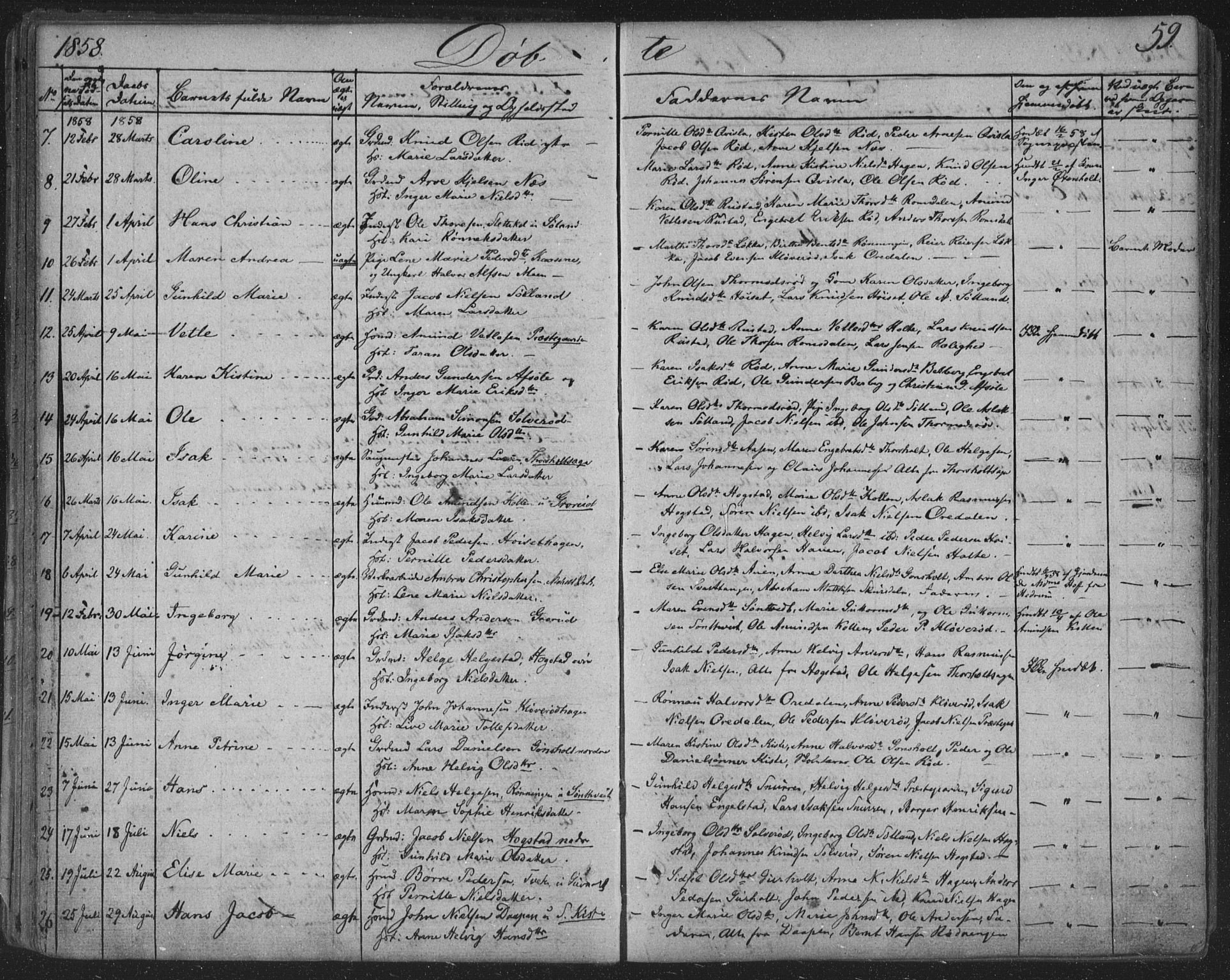 Siljan kirkebøker, AV/SAKO-A-300/F/Fa/L0001: Parish register (official) no. 1, 1831-1870, p. 59