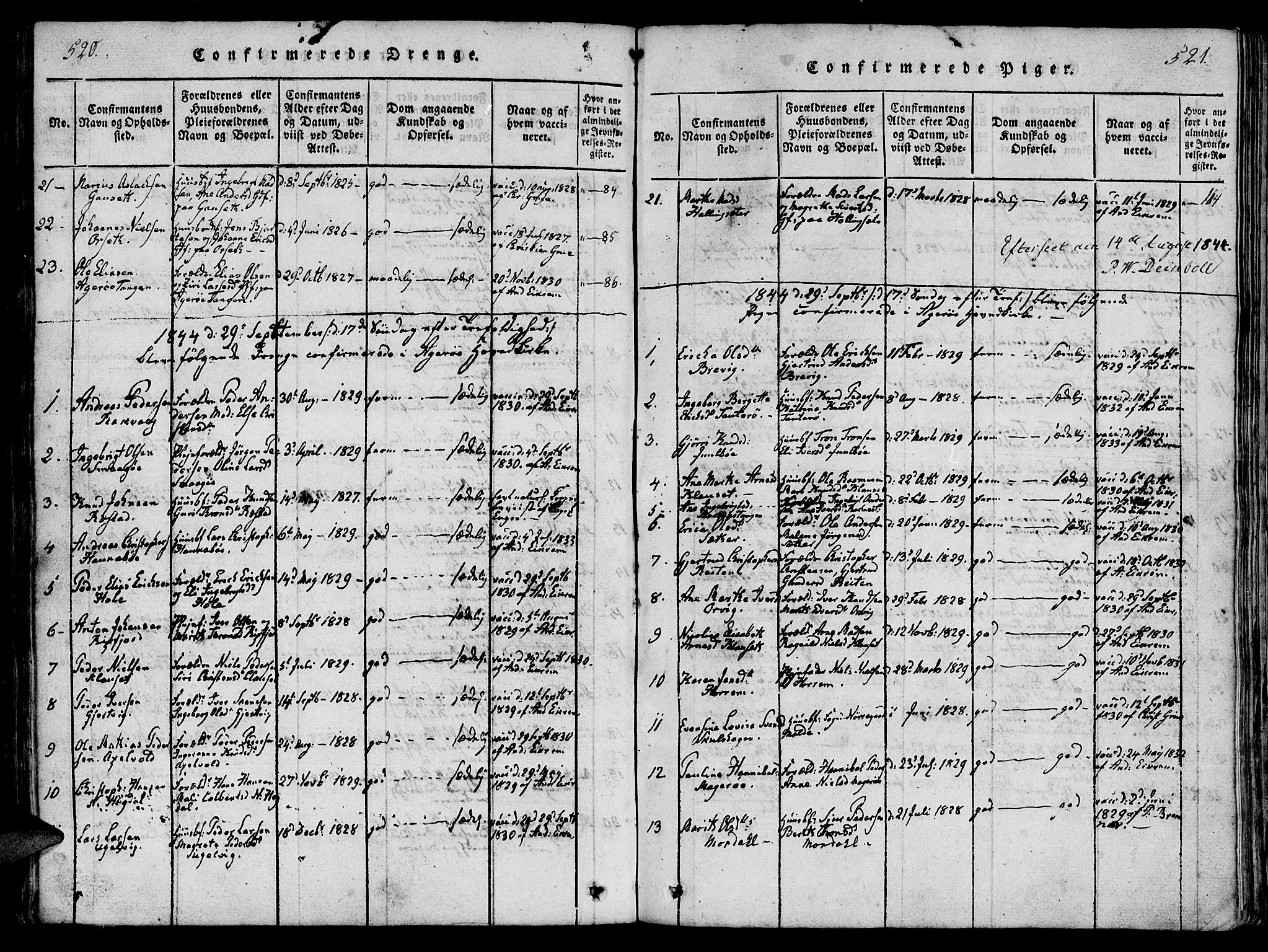 Ministerialprotokoller, klokkerbøker og fødselsregistre - Møre og Romsdal, AV/SAT-A-1454/560/L0718: Parish register (official) no. 560A02, 1817-1844, p. 520-521