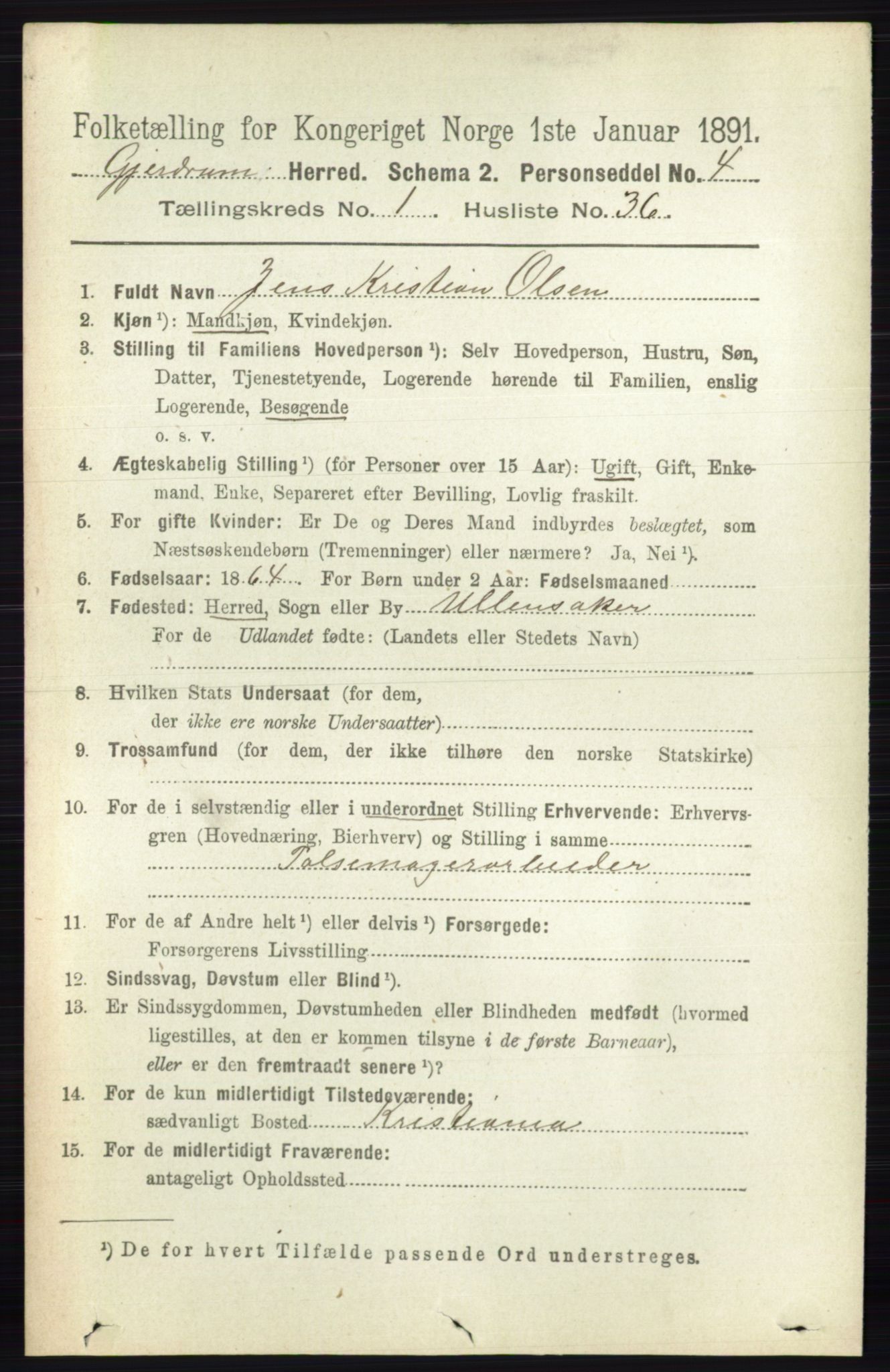 RA, 1891 census for 0234 Gjerdrum, 1891, p. 321