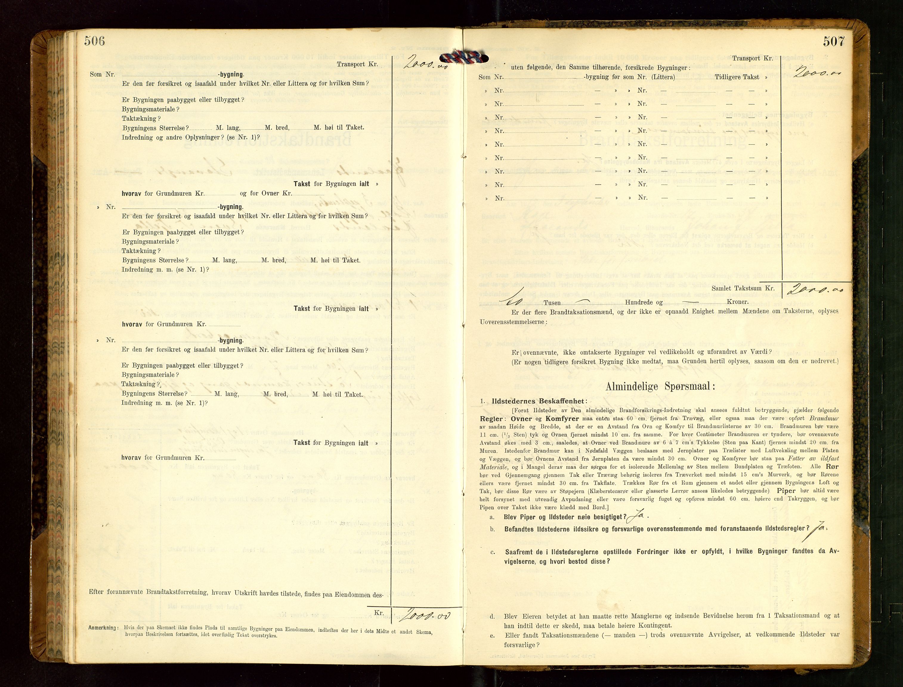 Håland lensmannskontor, AV/SAST-A-100100/Gob/L0004: Branntakstprotokoll - skjematakst. Register i boken., 1913-1915, p. 506-507