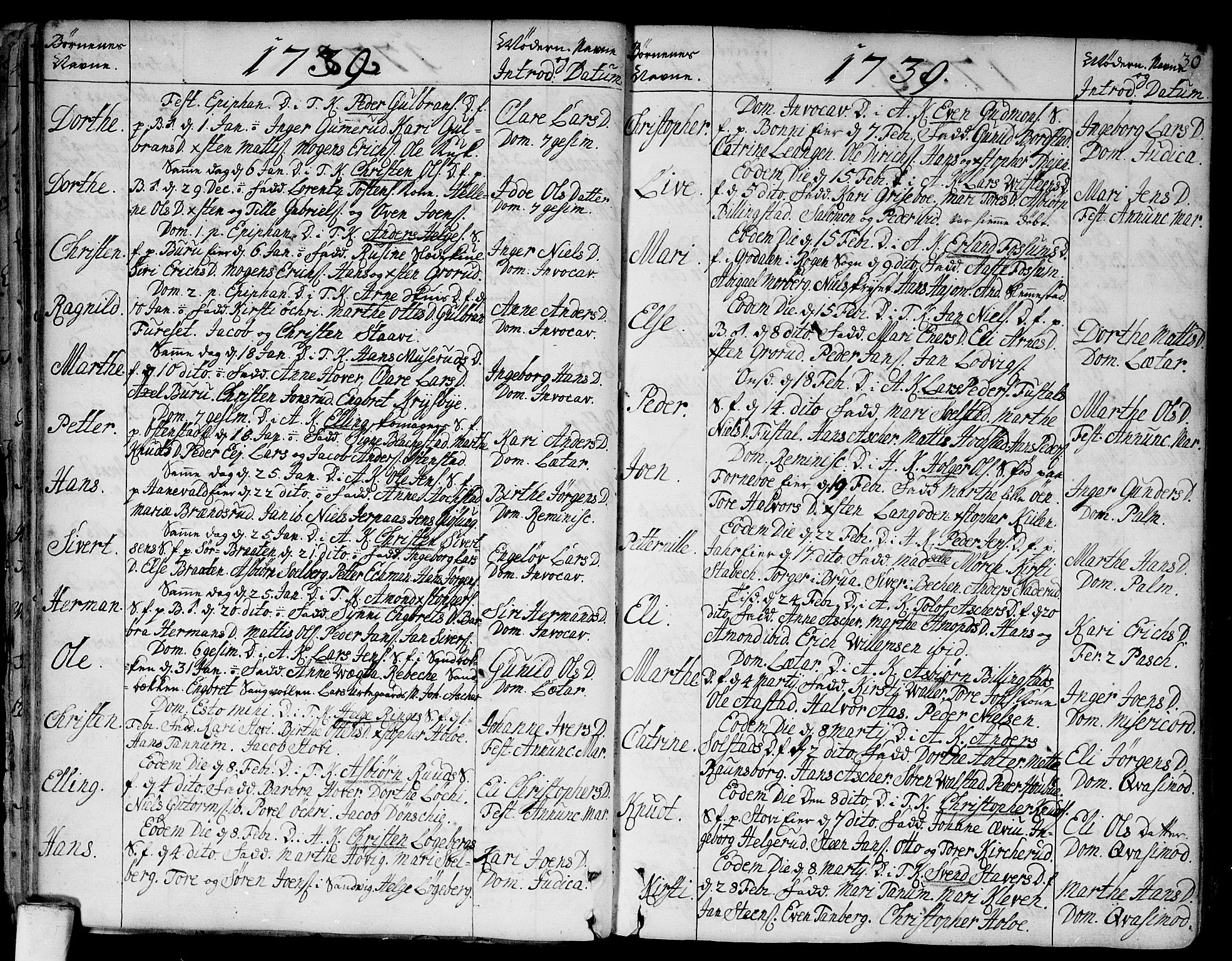 Asker prestekontor Kirkebøker, SAO/A-10256a/F/Fa/L0002: Parish register (official) no. I 2, 1733-1766, p. 30