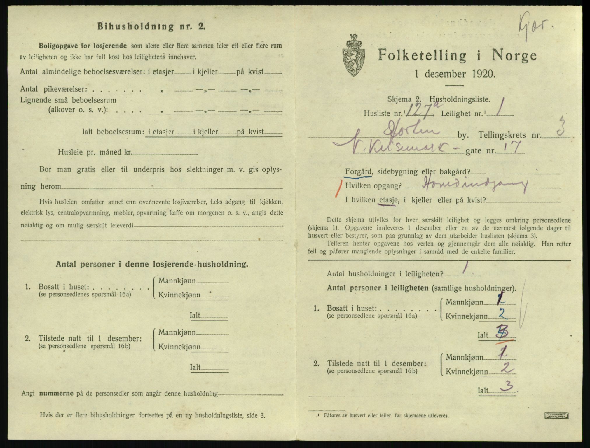 SAKO, 1920 census for Horten, 1920, p. 4553