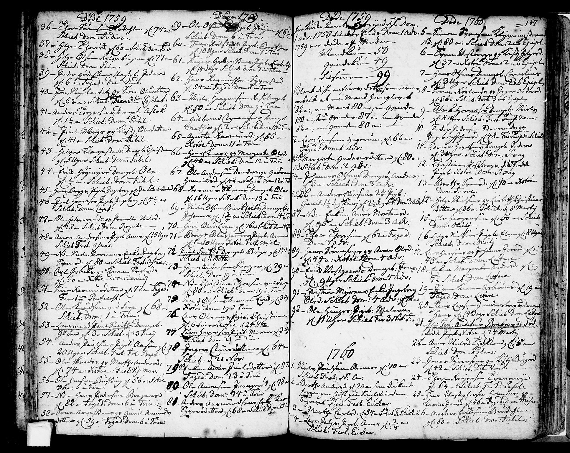 Skjeberg prestekontor Kirkebøker, SAO/A-10923/F/Fa/L0002: Parish register (official) no. I 2, 1726-1791, p. 167