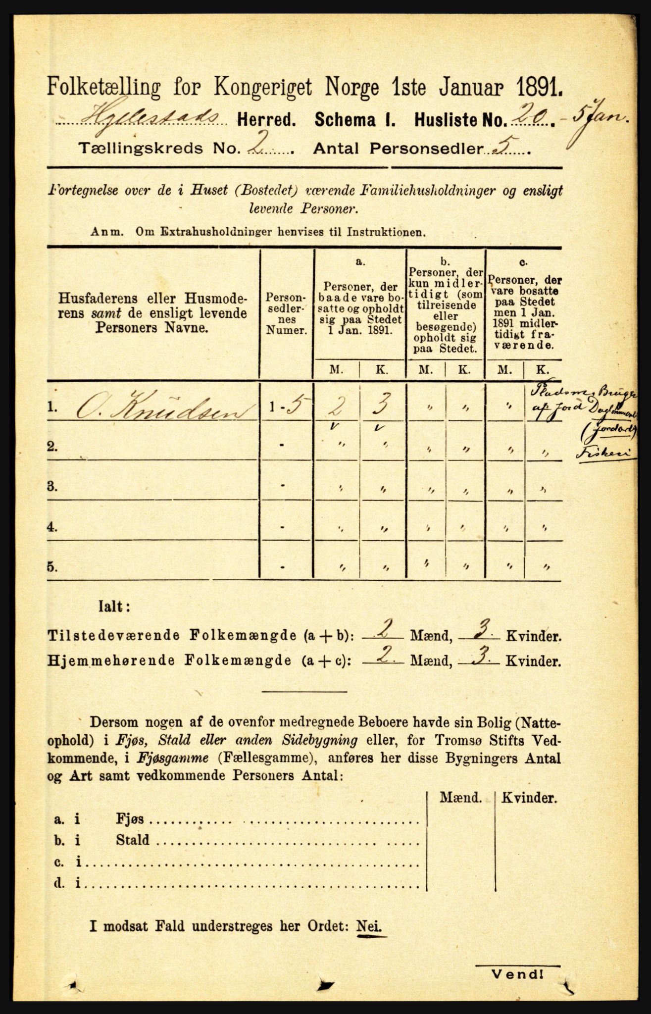 RA, 1891 census for 1413 Hyllestad, 1891, p. 140