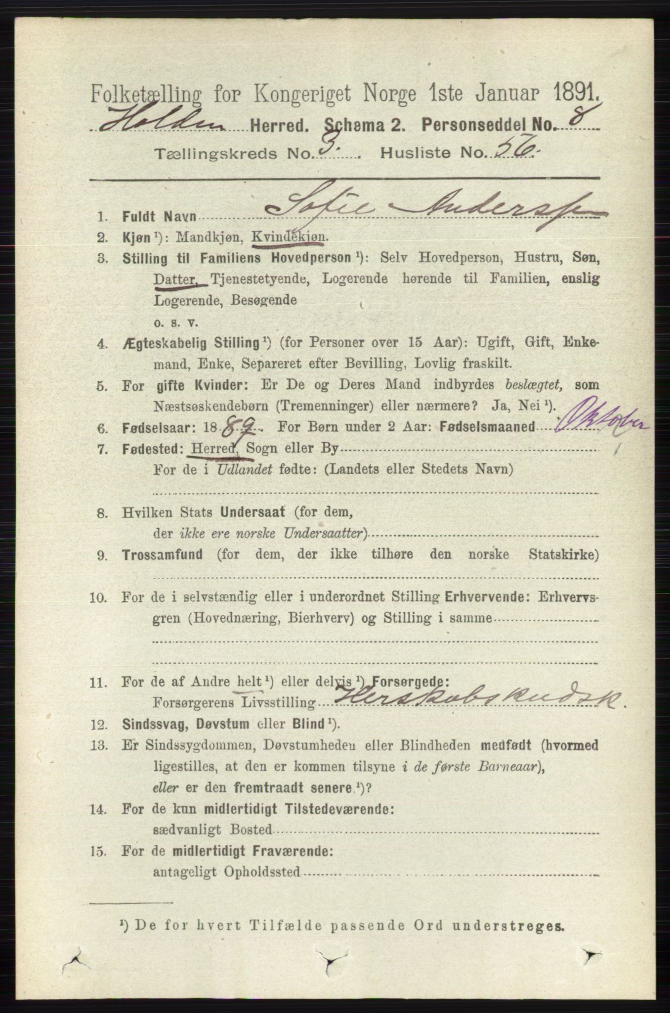 RA, 1891 census for 0819 Holla, 1891, p. 2026