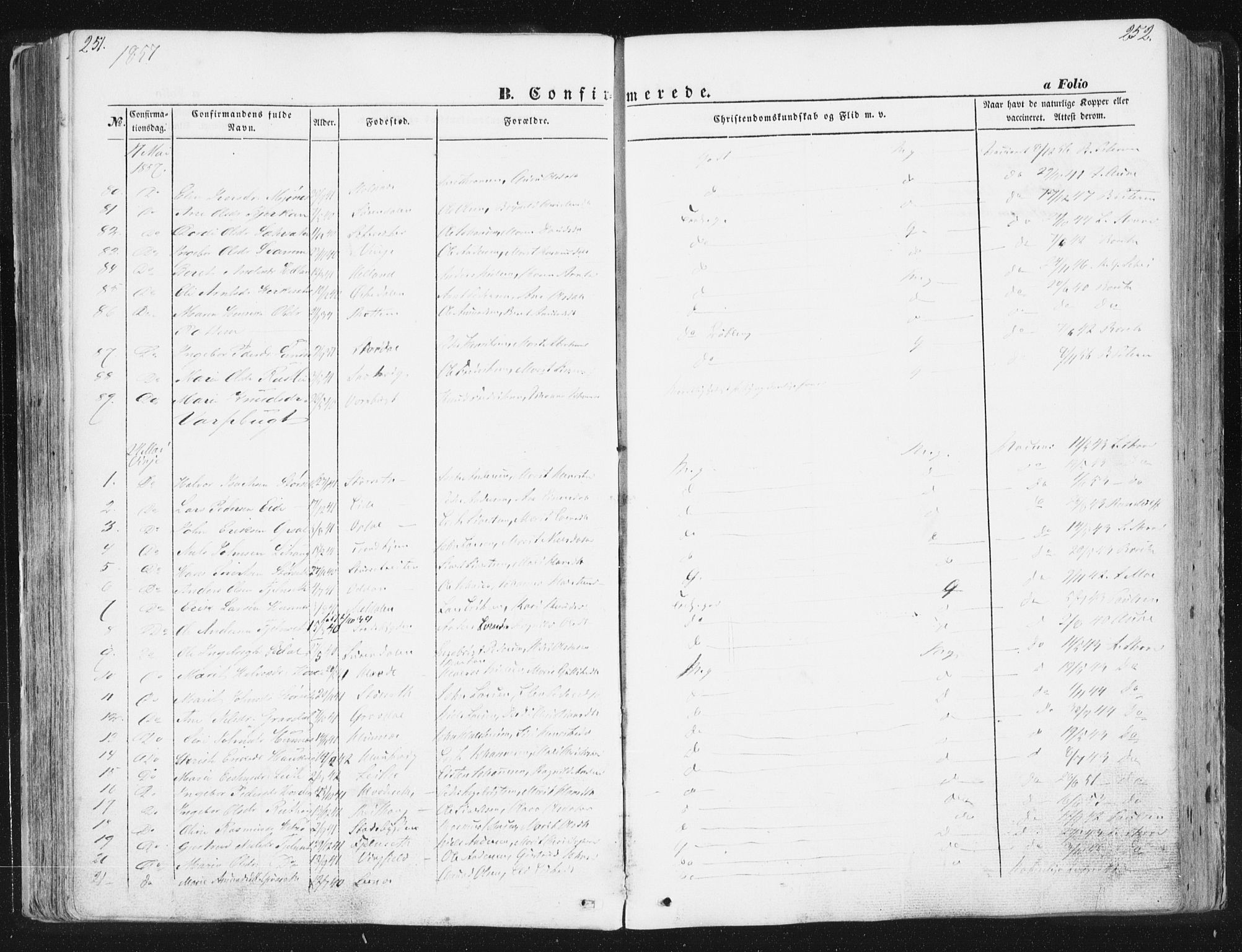 Ministerialprotokoller, klokkerbøker og fødselsregistre - Sør-Trøndelag, AV/SAT-A-1456/630/L0494: Parish register (official) no. 630A07, 1852-1868, p. 251-252