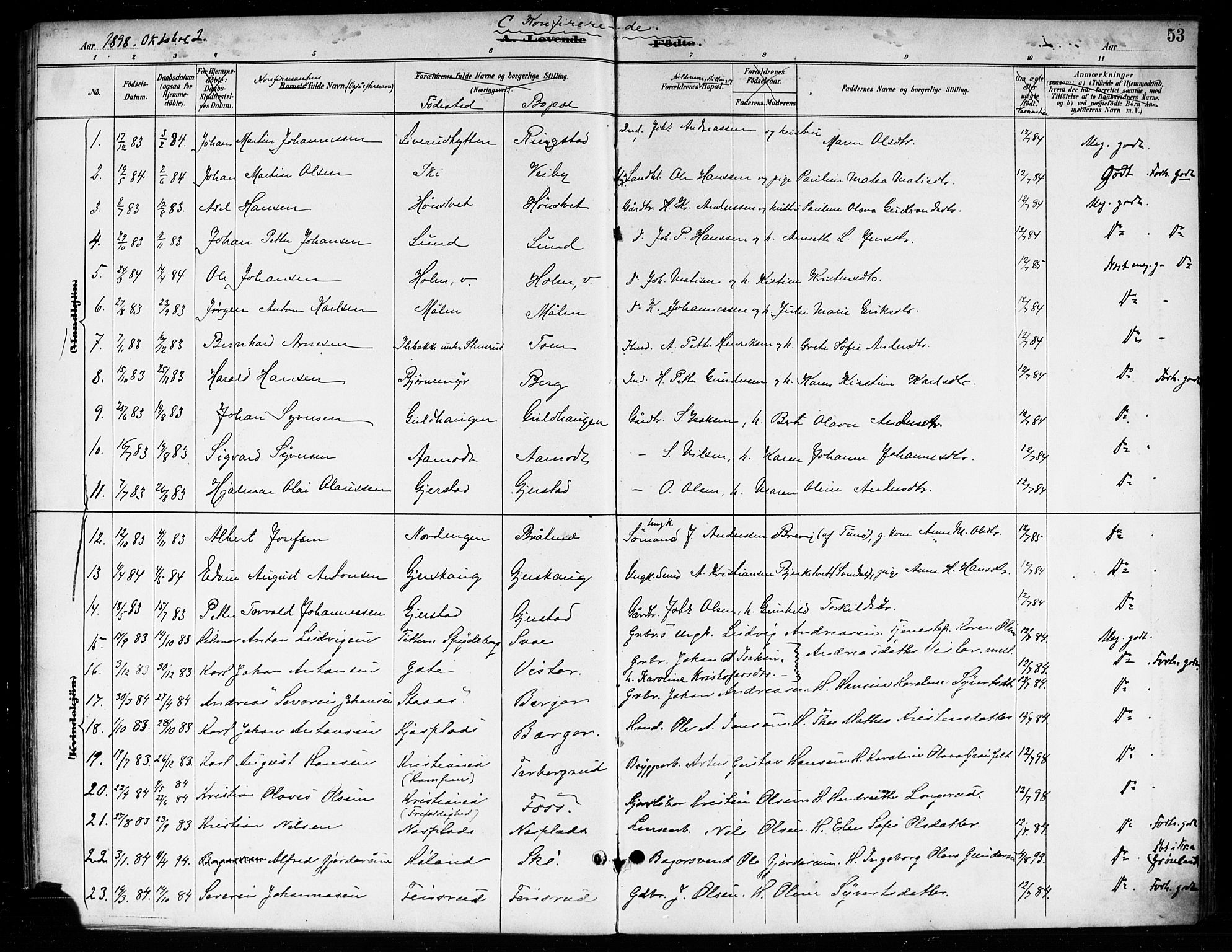 Skiptvet prestekontor Kirkebøker, SAO/A-20009/F/Fa/L0010: Parish register (official) no. 10, 1890-1900, p. 53